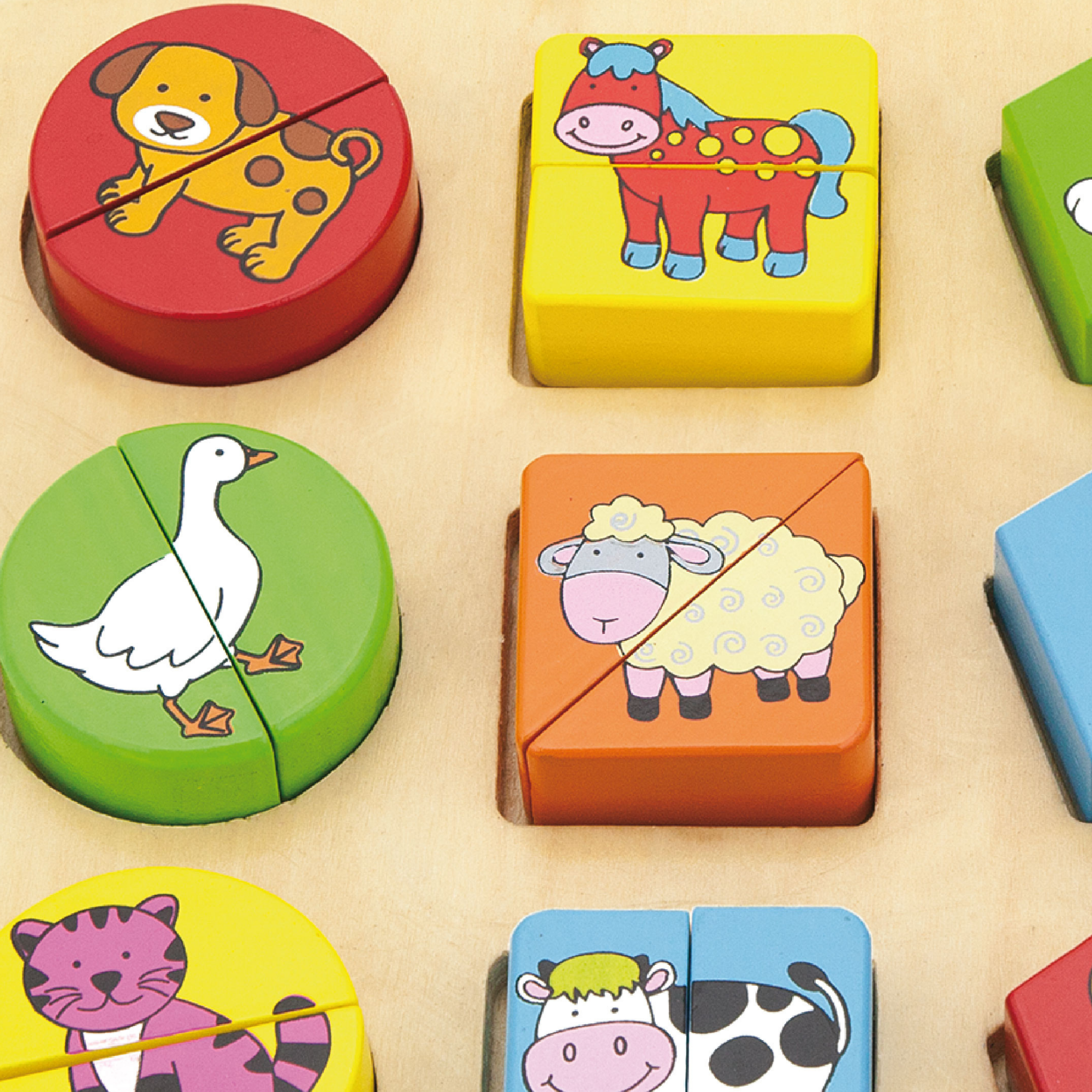 Viga Farm Animals, 18 Piece Geometric Block Puzzle, Montessori Wooden Toy, Develops Sensory, Cognitive & Fine Motor Skills, Non-Toxic & Eco-friendly Kids Educational Toy, Suitable for Children 18M+