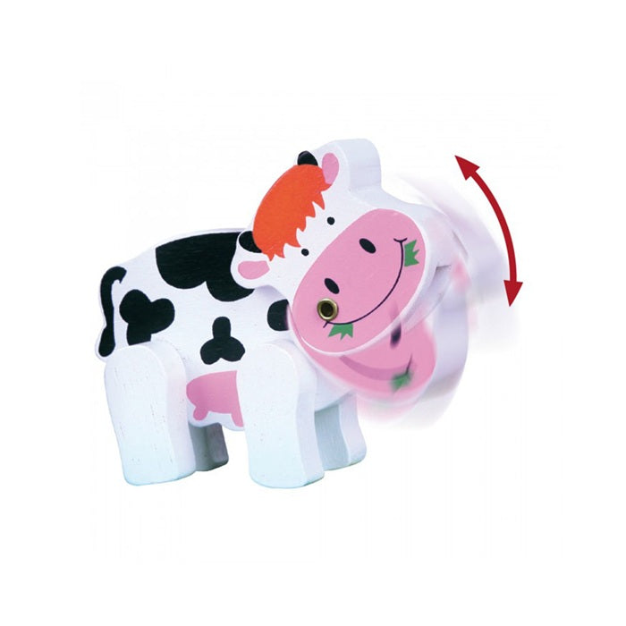 VIGA Cow Mini Wire Beads Toy, Montessori Wooden Bead Maze with Movable Cow Head & Body, Develops Fine Motor Skills, Hand-Eye Coordination & Logic, Eco-Friendly & Non-Toxic, for Boys & Girls Ages 2+