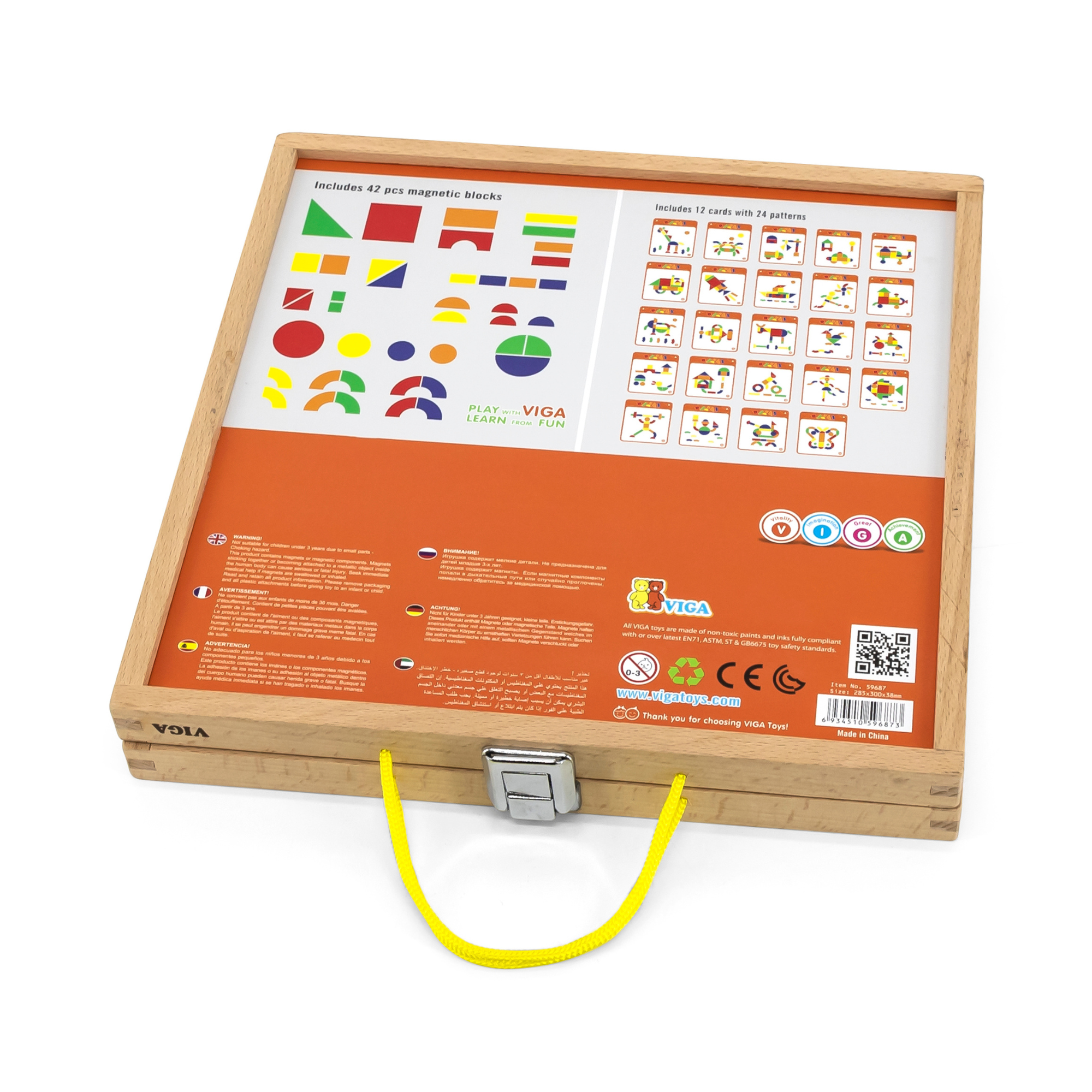 Viga Magnetic Blocks, 42 Piece  Puzzle, Montessori Wooden Toy, Develops Sensory, Cognitive & Fine Motor Skills, Non-Toxic & Eco-friendly Kids Educational Toy, Suitable for Boys and Girls Aged 3Y+
