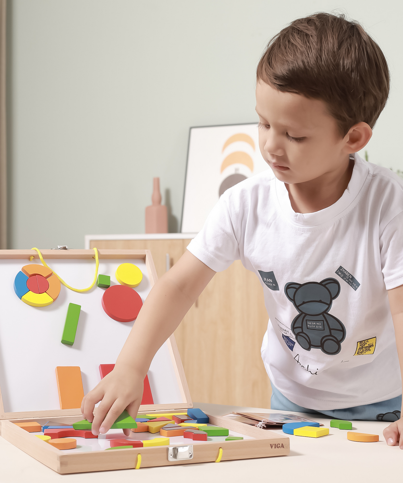 Viga Magnetic Blocks, 42 Piece  Puzzle, Montessori Wooden Toy, Develops Sensory, Cognitive & Fine Motor Skills, Non-Toxic & Eco-friendly Kids Educational Toy, Suitable for Boys and Girls Aged 3Y+