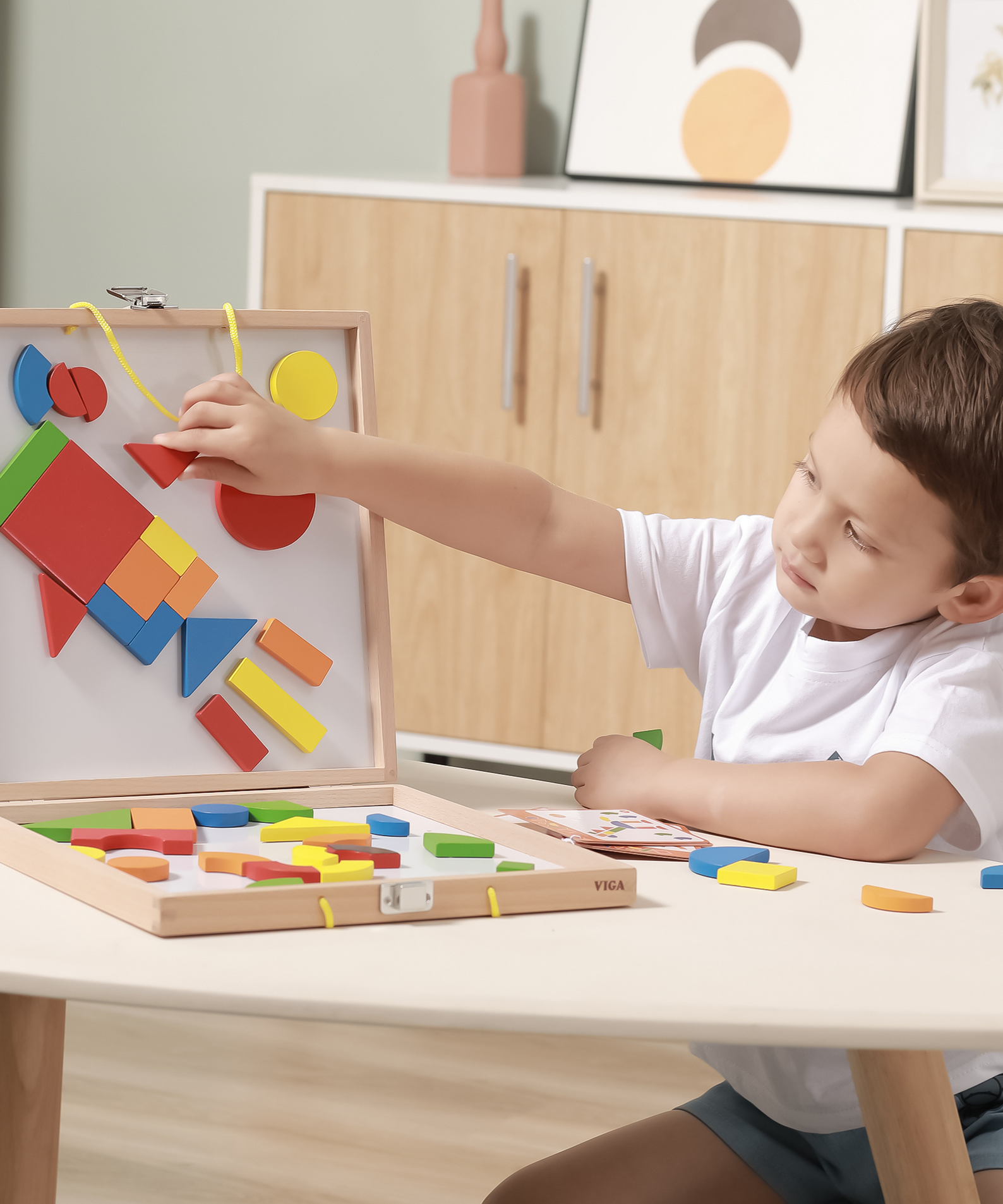 Viga Magnetic Blocks, 42 Piece  Puzzle, Montessori Wooden Toy, Develops Sensory, Cognitive & Fine Motor Skills, Non-Toxic & Eco-friendly Kids Educational Toy, Suitable for Boys and Girls Aged 3Y+