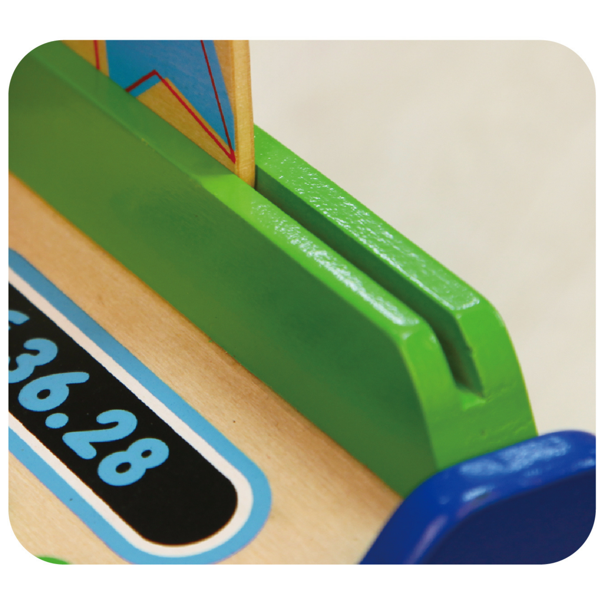 VIGA Wooden Cash Register  Pretend Play Shop Toy for Kids Aged 3+  Includes Scanner, Credit Card, Coins, and Receipt Roll