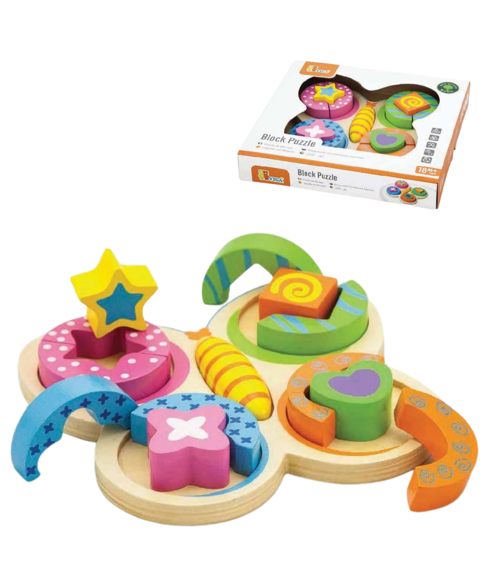 Viga Butterfly, 12 Piece Block Puzzle, Montessori Wooden Toy, Develops Sensory, Cognitive & Fine Motor Skills, Non-Toxic & Eco-friendly Kids Educational Toy, Suitable for Boys and Girls Aged 2Y+