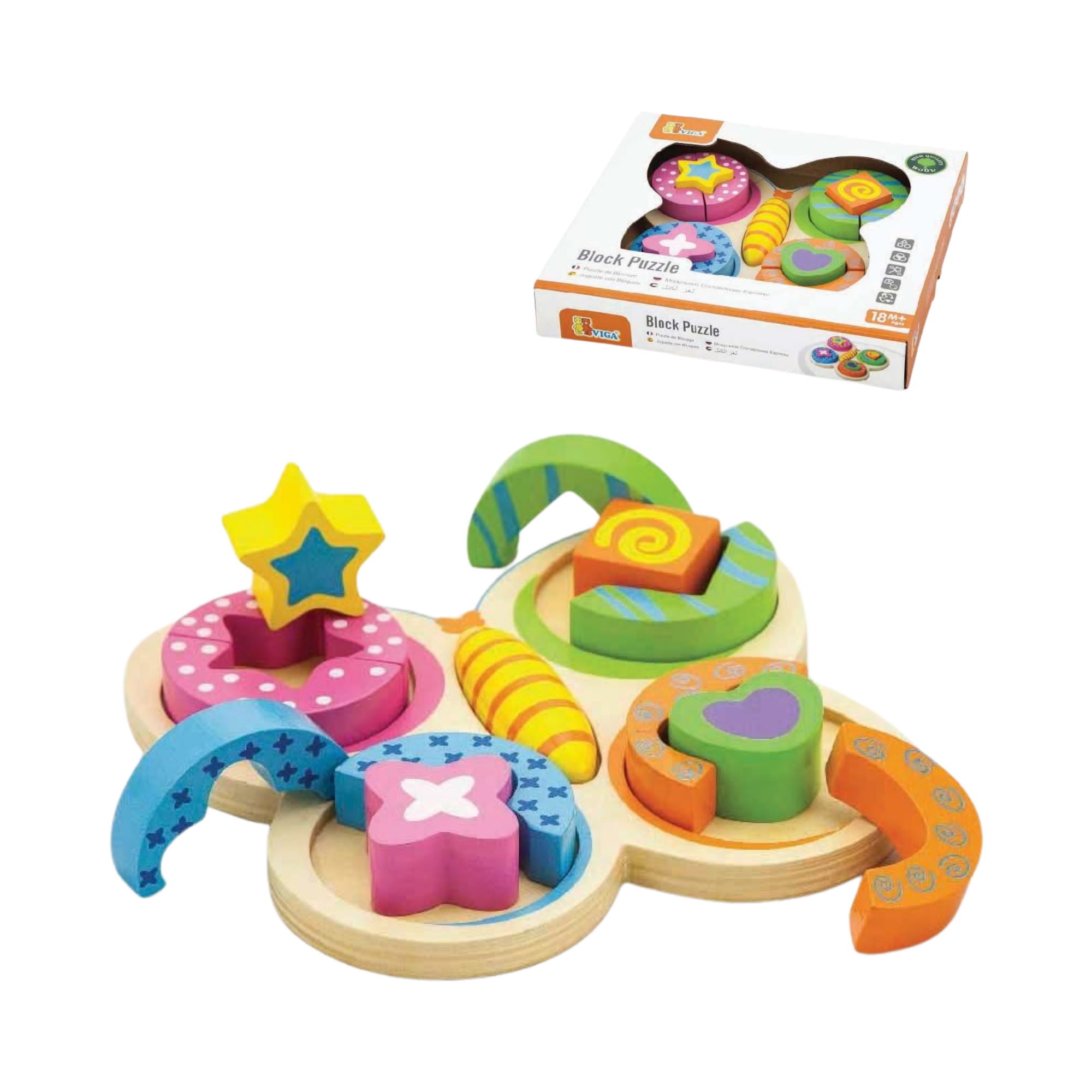 Viga Butterfly, 12 Piece Block Puzzle, Montessori Wooden Toy, Develops Sensory, Cognitive & Fine Motor Skills, Non-Toxic & Eco-friendly Kids Educational Toy, Suitable for Boys and Girls Aged 2Y+