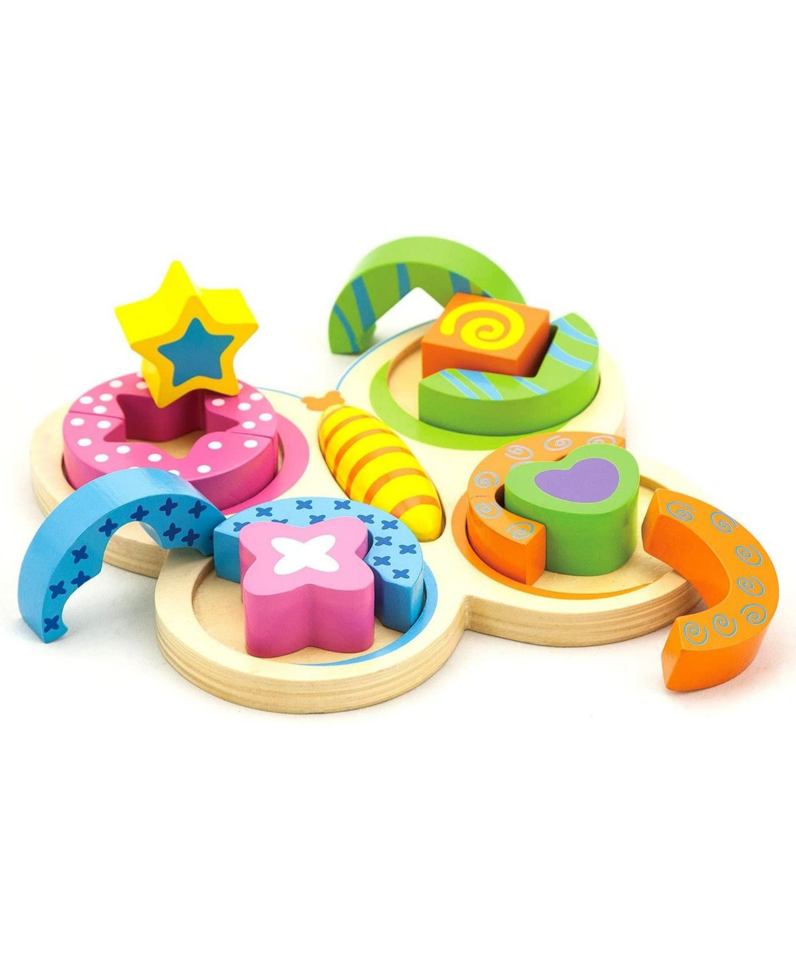 Viga Butterfly, 12 Piece Block Puzzle, Montessori Wooden Toy, Develops Sensory, Cognitive & Fine Motor Skills, Non-Toxic & Eco-friendly Kids Educational Toy, Suitable for Boys and Girls Aged 2Y+