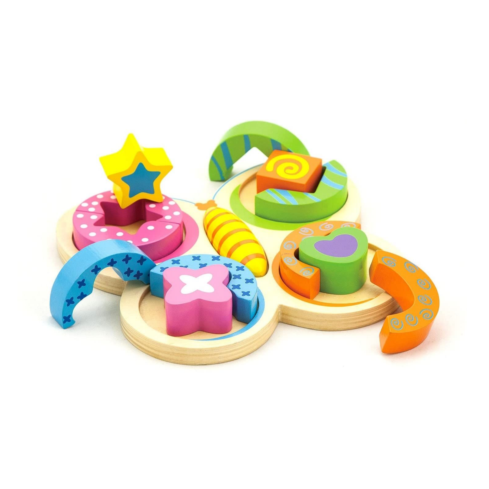 Viga Butterfly, 12 Piece Block Puzzle, Montessori Wooden Toy, Develops Sensory, Cognitive & Fine Motor Skills, Non-Toxic & Eco-friendly Kids Educational Toy, Suitable for Boys and Girls Aged 2Y+