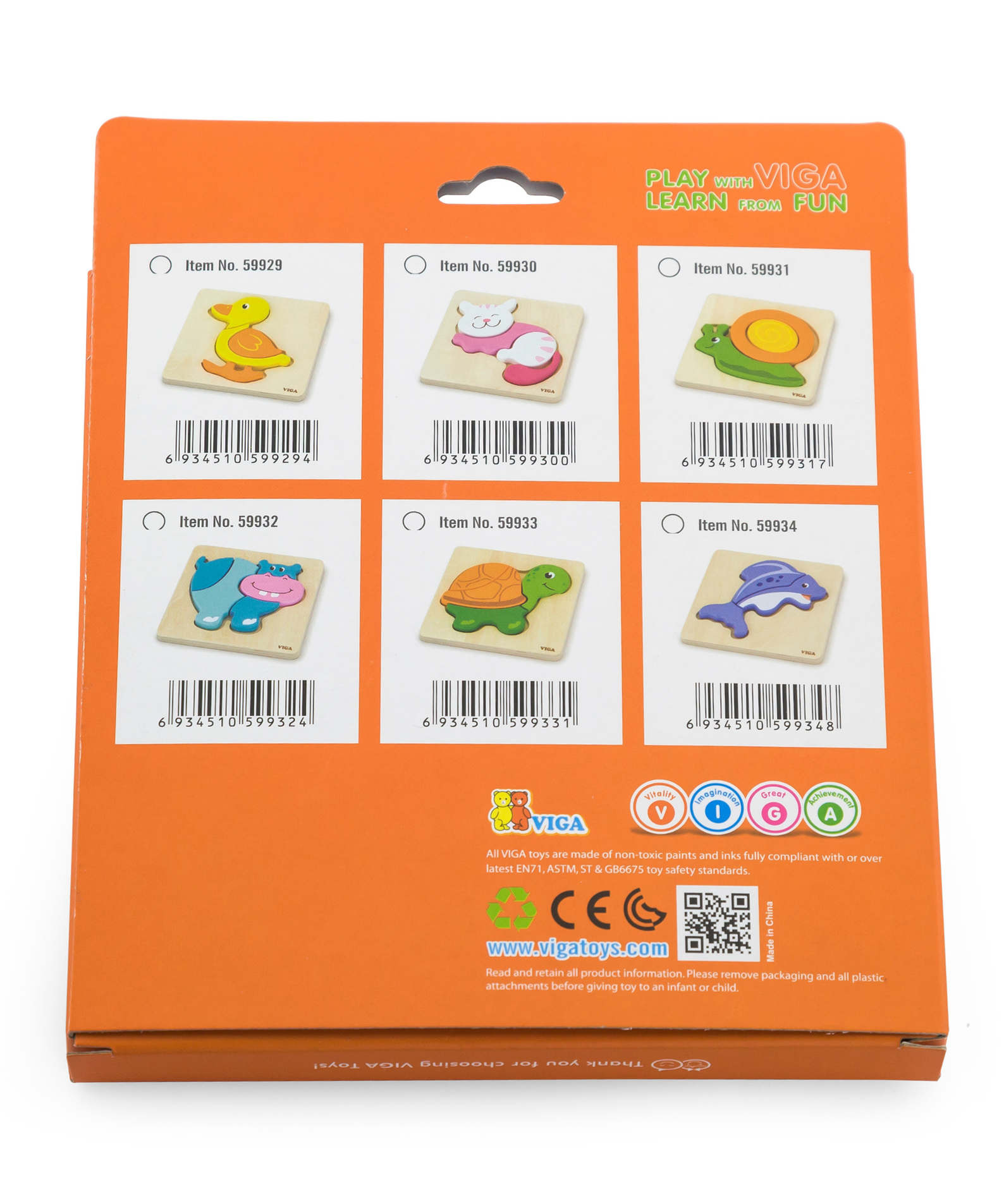 Viga Snail, 4 Piece Block Puzzle, Montessori Wooden Toy, Develops Sensory, Cognitive & Fine Motor Skills, Non-Toxic & Eco-friendly Kids Educational Toy, Suitable for Boys and Girls Aged 18M+