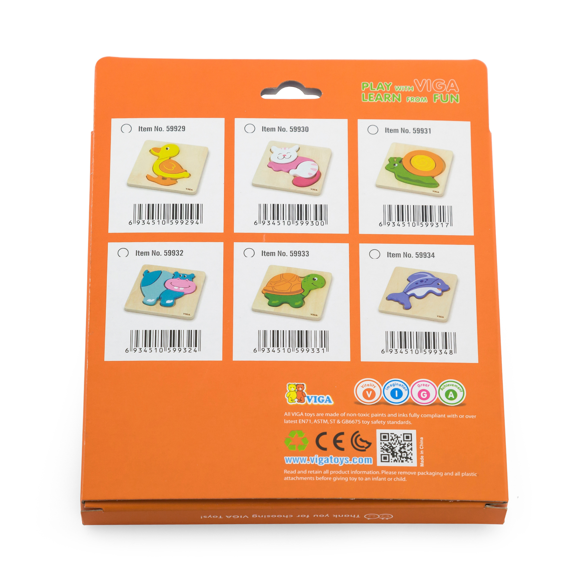 Viga Snail, 4 Piece Block Puzzle, Montessori Wooden Toy, Develops Sensory, Cognitive & Fine Motor Skills, Non-Toxic & Eco-friendly Kids Educational Toy, Suitable for Boys and Girls Aged 18M+