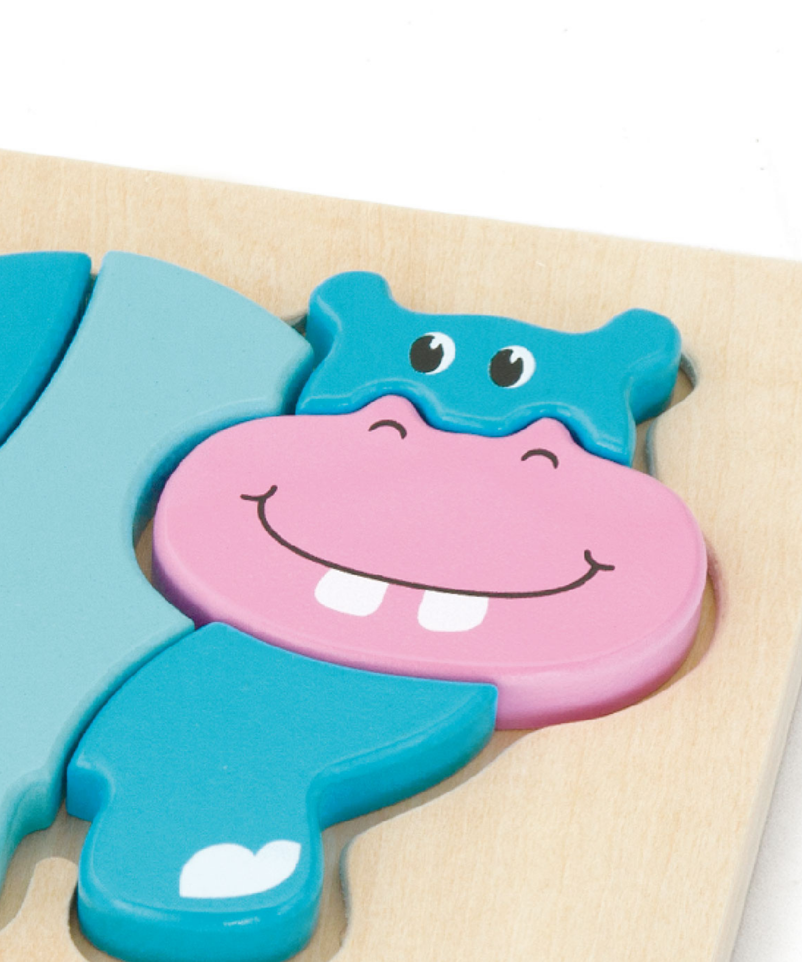 Viga Hippo, 4 Piece Block Puzzle, Montessori Wooden Toy, Develops Sensory, Cognitive & Fine Motor Skills, Non-Toxic & Eco-friendly Kids Educational Toy, Suitable for Boys and Girls Aged 18M+
