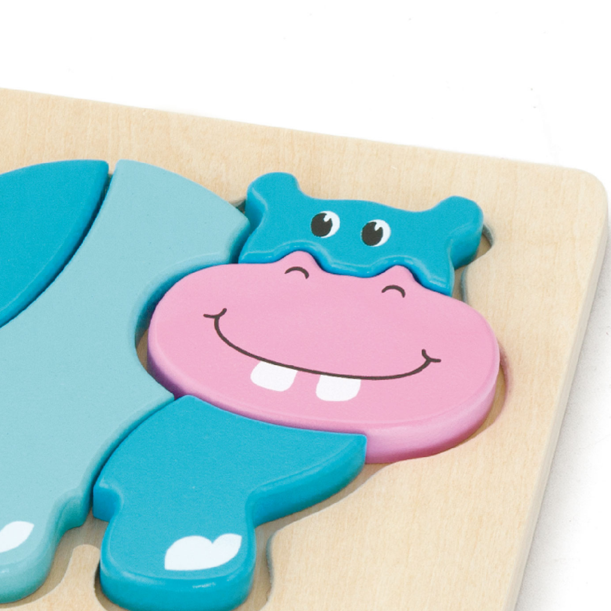 Viga Hippo, 4 Piece Block Puzzle, Montessori Wooden Toy, Develops Sensory, Cognitive & Fine Motor Skills, Non-Toxic & Eco-friendly Kids Educational Toy, Suitable for Boys and Girls Aged 18M+