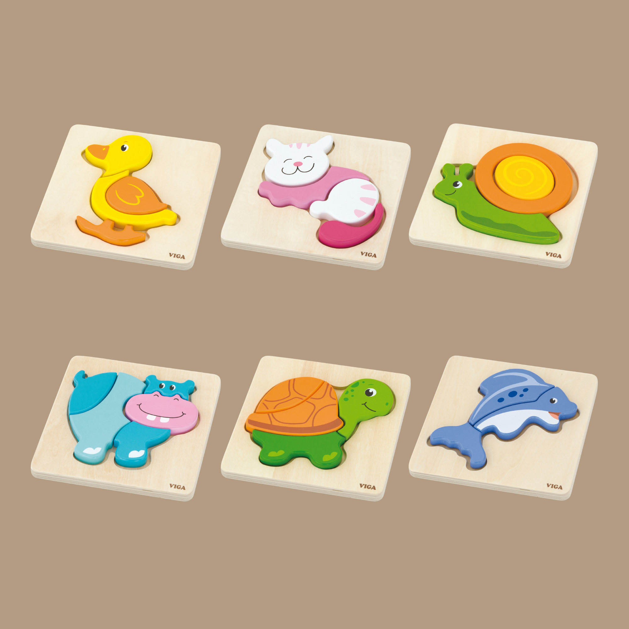 Viga Turtle, 4 Piece Block Puzzle, Montessori Wooden Toy, Develops Sensory, Cognitive & Fine Motor Skills, Non-Toxic & Eco-friendly Kids Educational Toy, Suitable for Boys and Girls Aged 18M+