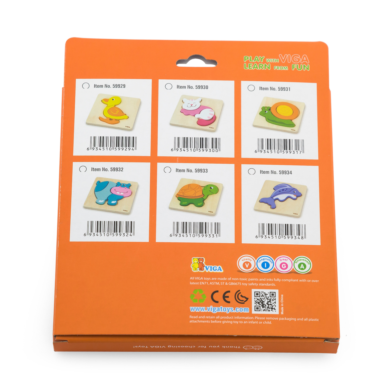 Viga Fish, 3 Piece Block Puzzle, Montessori Wooden Toy, Develops Sensory, Cognitive & Fine Motor Skills, Non-Toxic & Eco-friendly Kids Educational Toy, Suitable for Boys and Girls Aged 18M+
