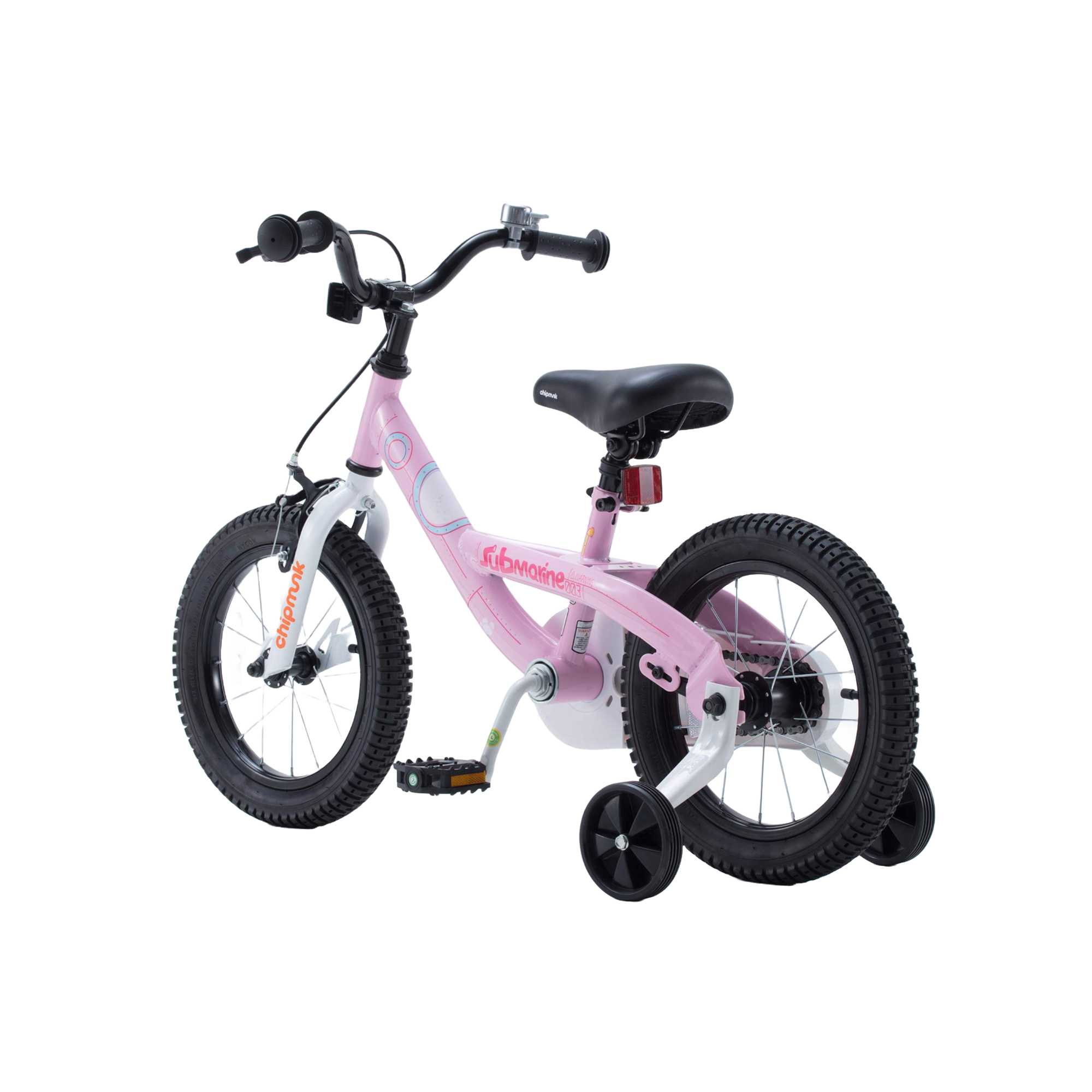 Chipmunk Submarine 12 Inch Bicycle with Lightweight Steel Frame, Adjustable Seat and Handle, Front + Rear Brakes, 95% Pre-Assembled Kid's Bikes with Training Wheels for Children 2-5 Years Old, Pink