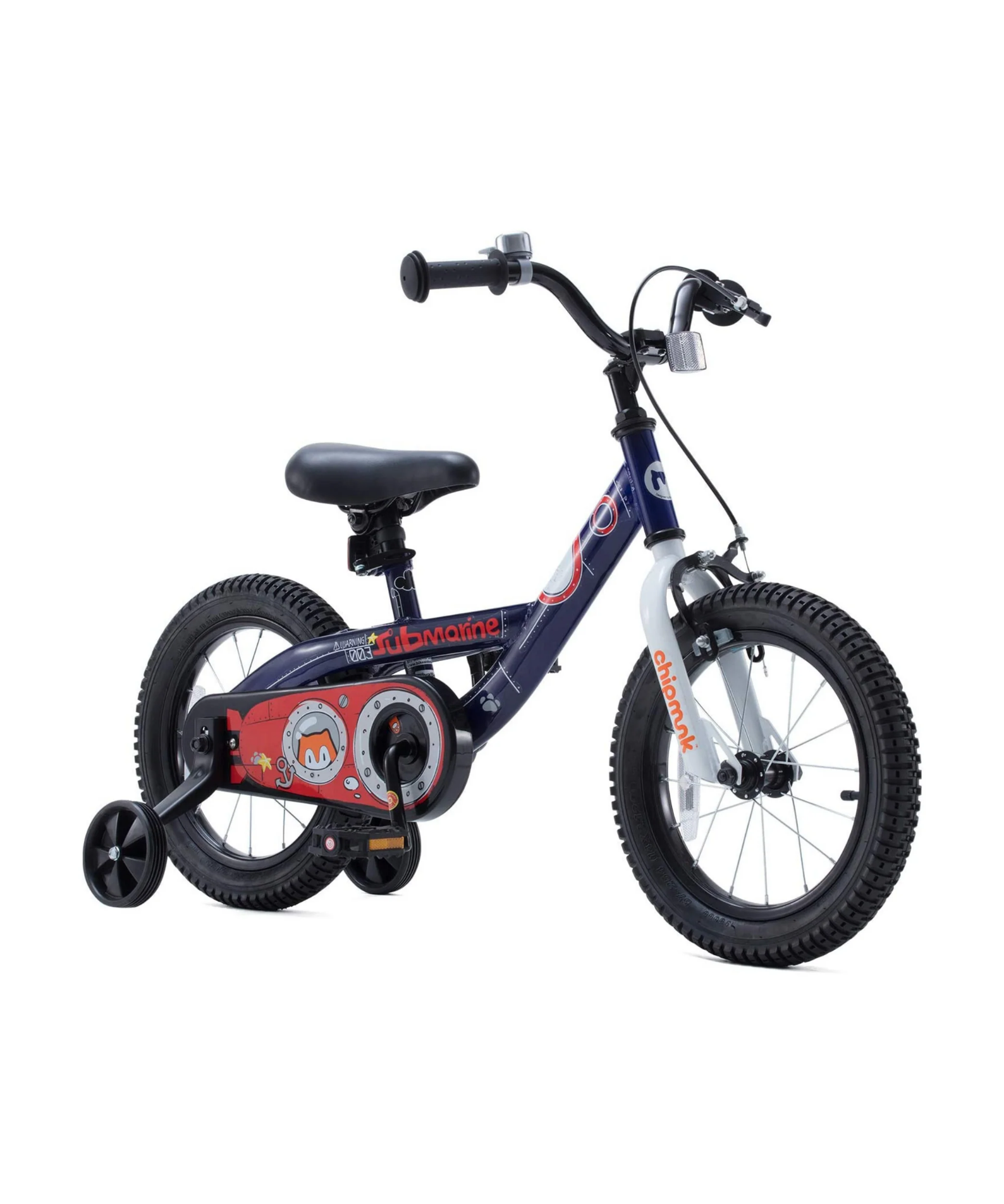 Chipmunk Submarine 12 Inch Bicycle with Lightweight Steel Frame, Adjustable Seat and Handle, Front + Rear Brakes, 95% Pre-Assembled Kid's Bikes with Training Wheels for Children 2-5 Years Old, Navy