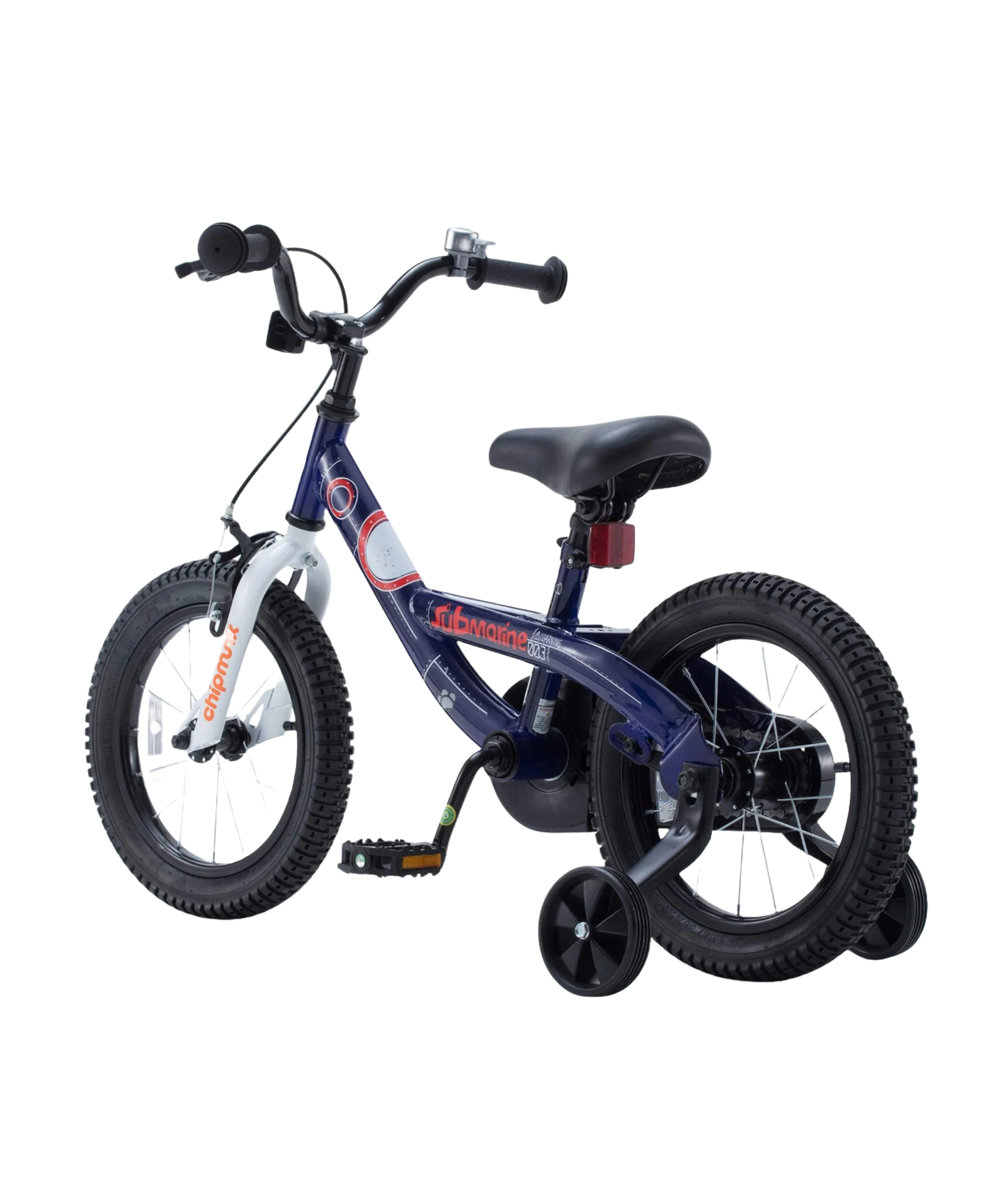 Chipmunk Submarine 12 Inch Bicycle with Lightweight Steel Frame, Adjustable Seat and Handle, Front + Rear Brakes, 95% Pre-Assembled Kid's Bikes with Training Wheels for Children 2-5 Years Old, Navy