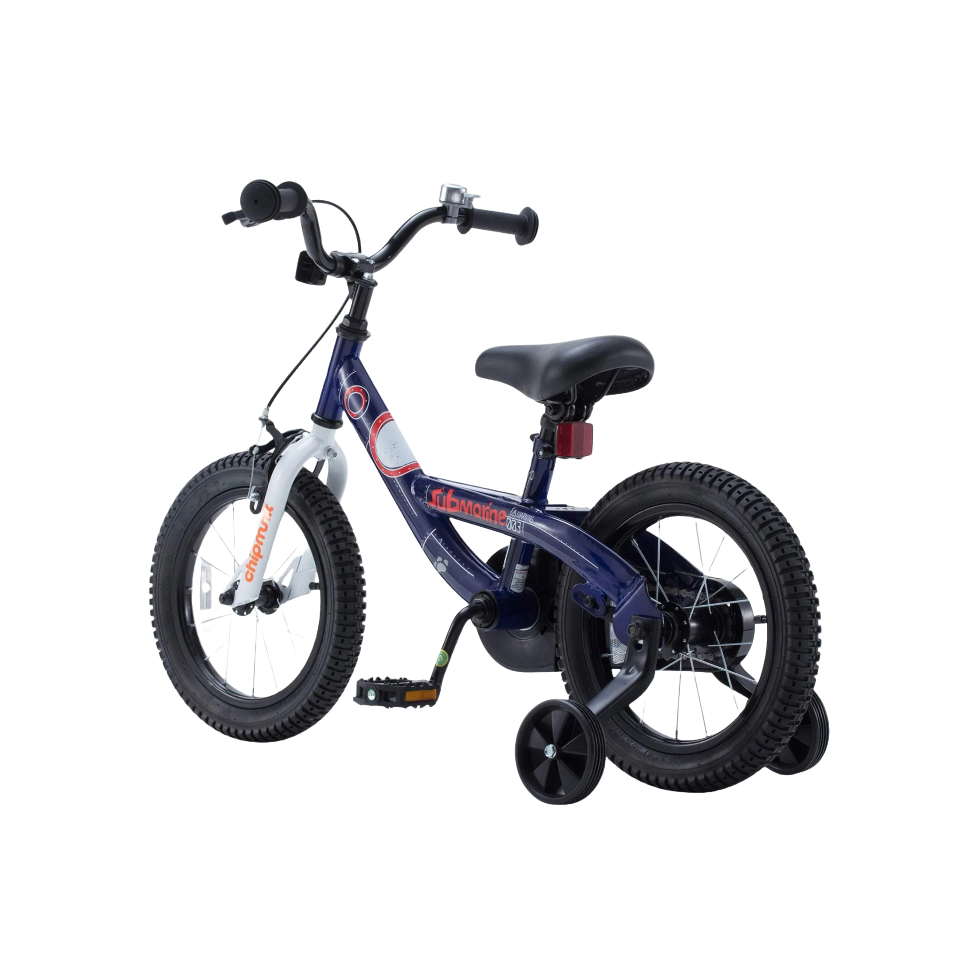 Chipmunk Submarine 12 Inch Bicycle with Lightweight Steel Frame, Adjustable Seat and Handle, Front + Rear Brakes, 95% Pre-Assembled Kid's Bikes with Training Wheels for Children 2-5 Years Old, Navy