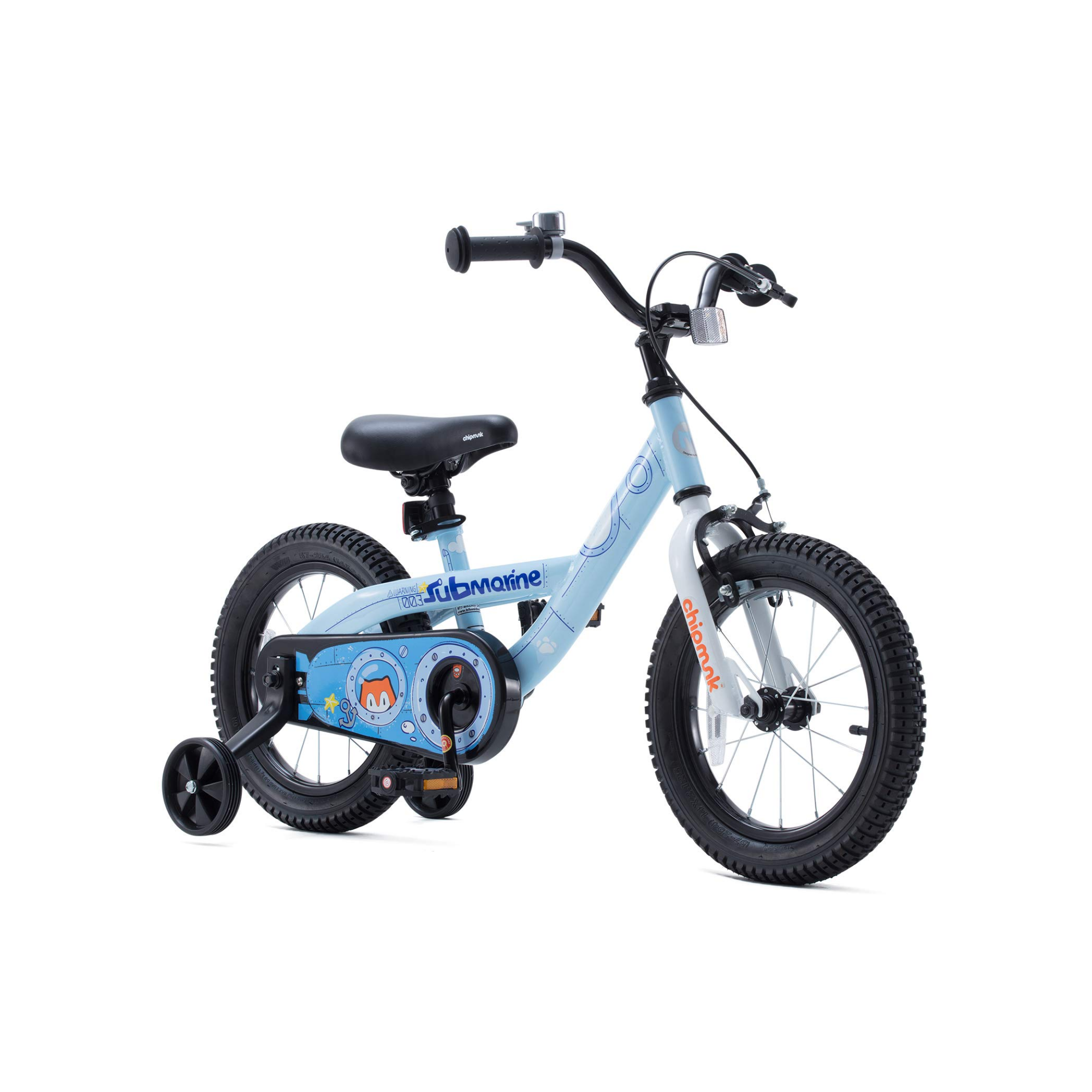 Chipmunk Submarine 12 Inch Bicycle with Lightweight Steel Frame, Adjustable Seat and Handle, Front + Rear Brakes, 95% Pre-Assembled Kid's Bikes with Training Wheels for Children 2-5 Years Old, Blue