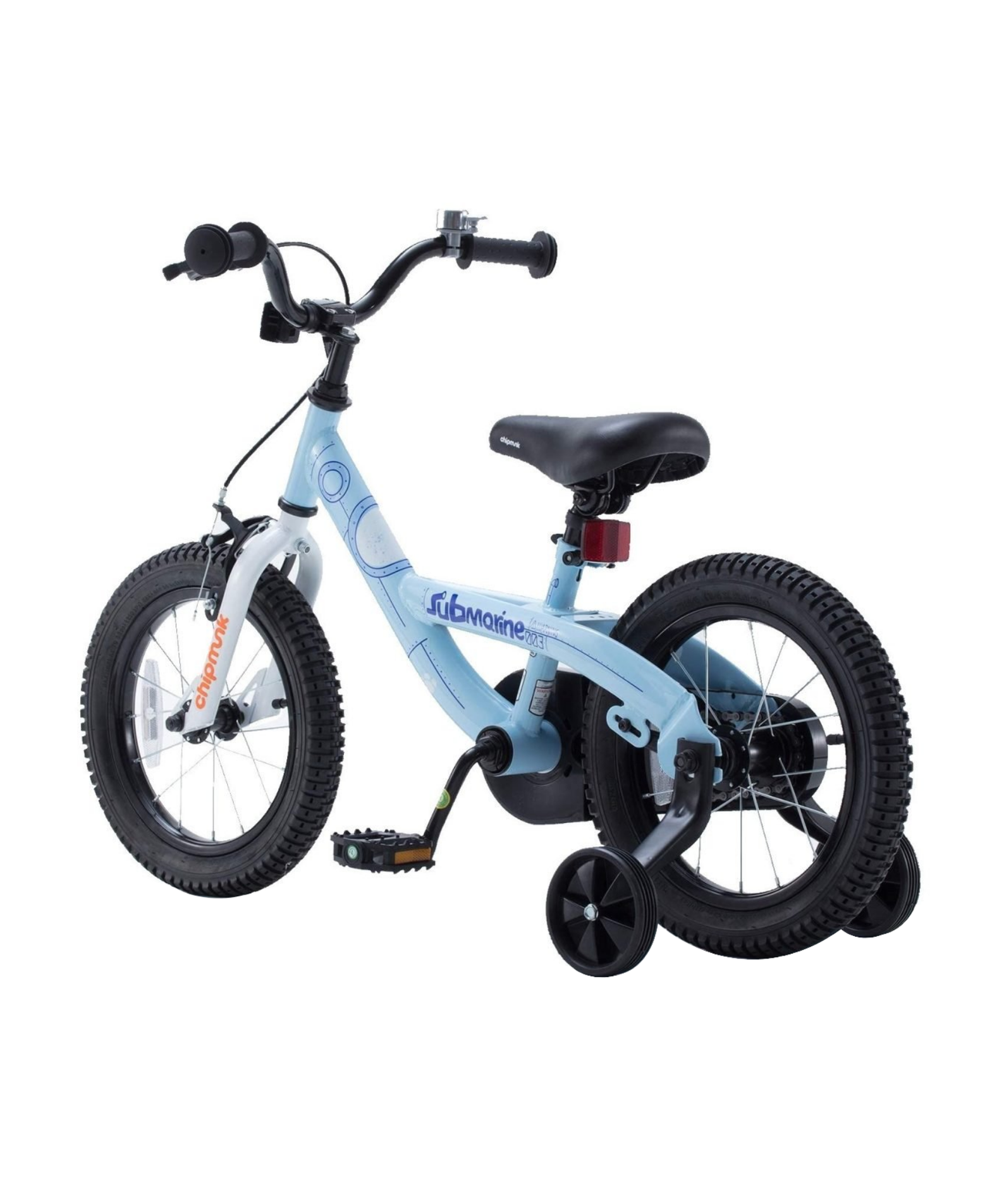Chipmunk Submarine 12 Inch Bicycle with Lightweight Steel Frame, Adjustable Seat and Handle, Front + Rear Brakes, 95% Pre-Assembled Kid's Bikes with Training Wheels for Children 2-5 Years Old, Blue