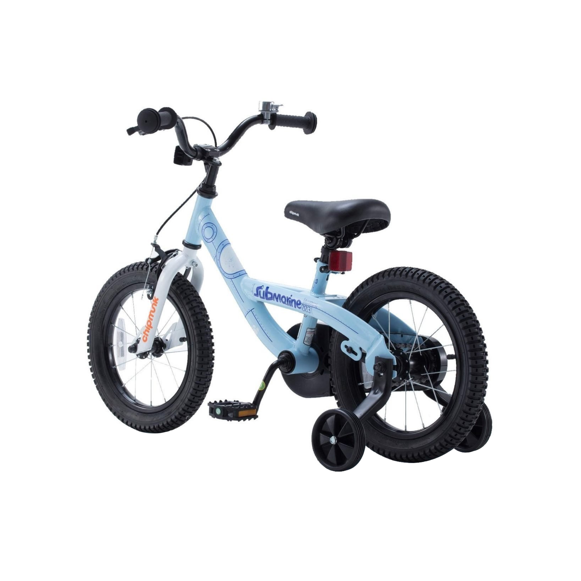 Chipmunk Submarine 12 Inch Bicycle with Lightweight Steel Frame, Adjustable Seat and Handle, Front + Rear Brakes, 95% Pre-Assembled Kid's Bikes with Training Wheels for Children 2-5 Years Old, Blue