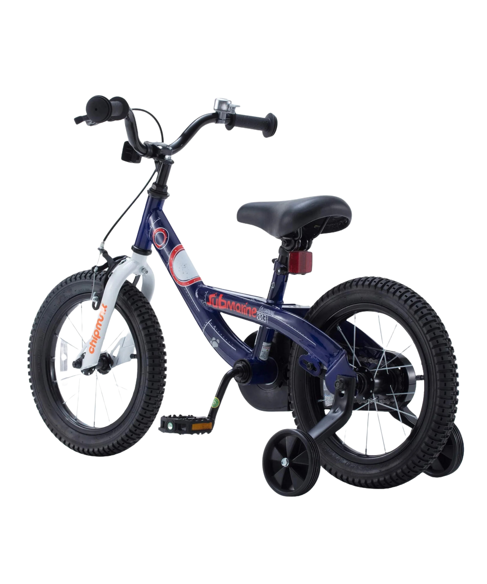 Chipmunk Submarine 14 Inch Bicycle with Lightweight Steel Frame, Adjustable Seat and Handle, Front + Rear Brakes, 95% Pre-Assembled Kid's Bikes with Training Wheels for Children 3-6 Years Old, Navy