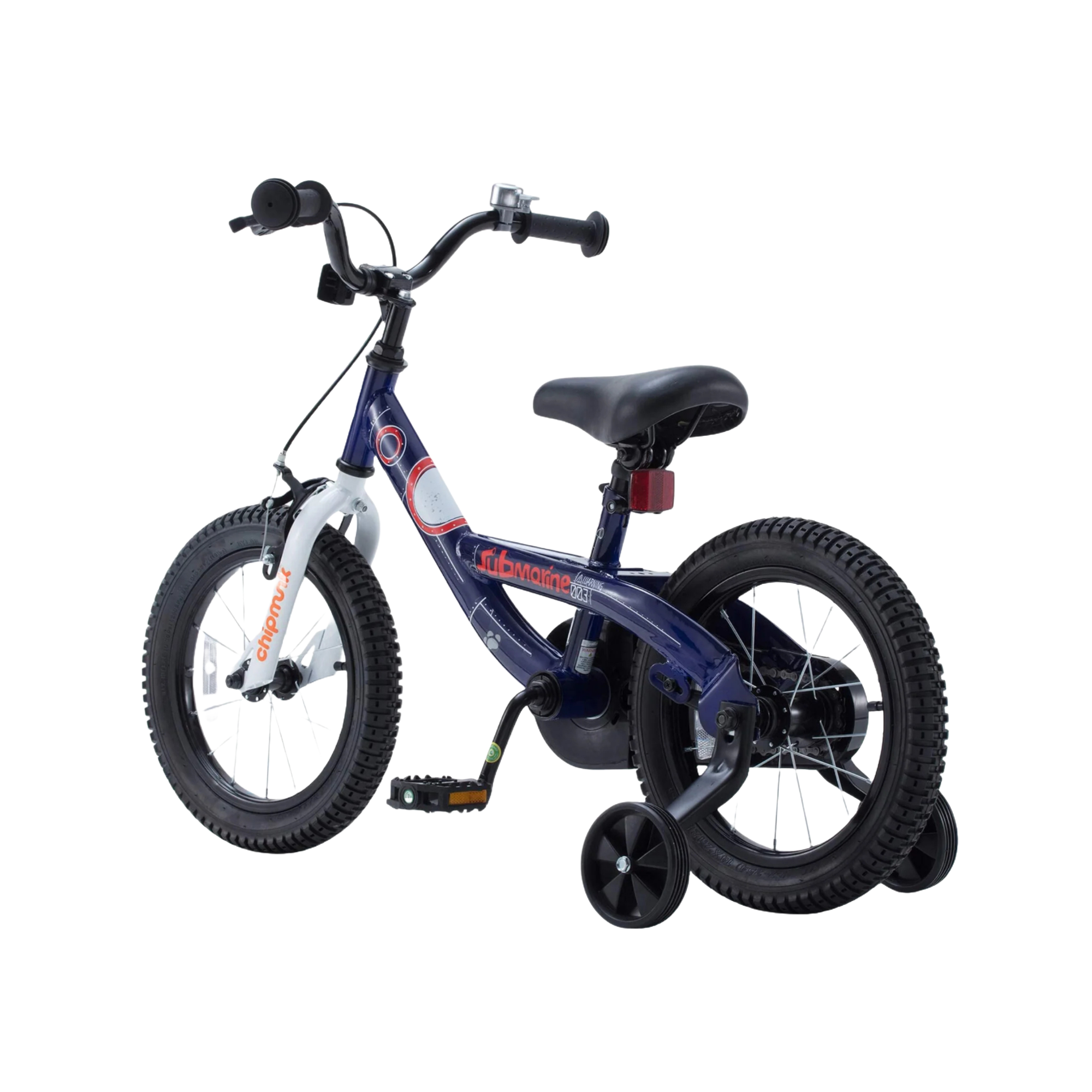 Chipmunk Submarine 14 Inch Bicycle with Lightweight Steel Frame, Adjustable Seat and Handle, Front + Rear Brakes, 95% Pre-Assembled Kid's Bikes with Training Wheels for Children 3-6 Years Old, Navy