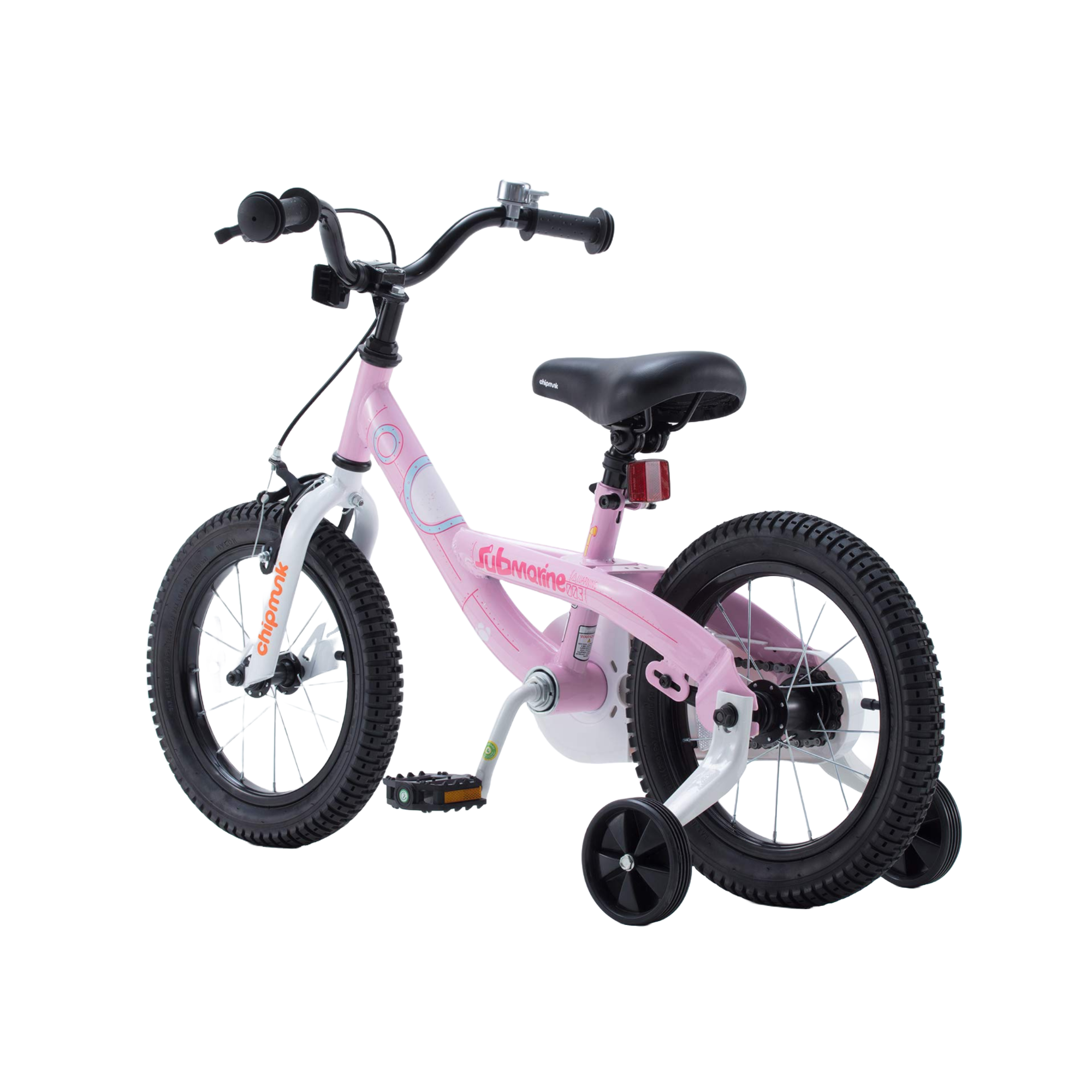 Chipmunk Submarine 14 Inch Bicycle with Lightweight Steel Frame, Adjustable Seat and Handle, Front + Rear Brakes, 95% Pre-Assembled Kid's Bikes with Training Wheels for Children 3-6 Years Old, Pink
