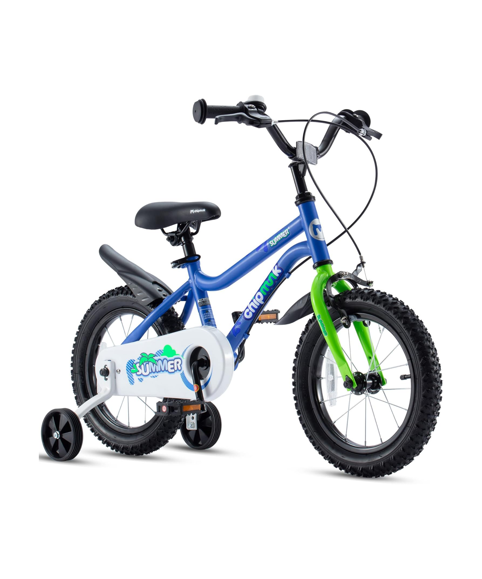 Chipmunk MK 12 Inch Bicycle with Lightweight Steel Frame, Adjustable Seat and Handle, Front + Rear Brakes, 95% Pre-Assembled Kid's Bikes with Training Wheels for Children 2-5 Years Old, Blue