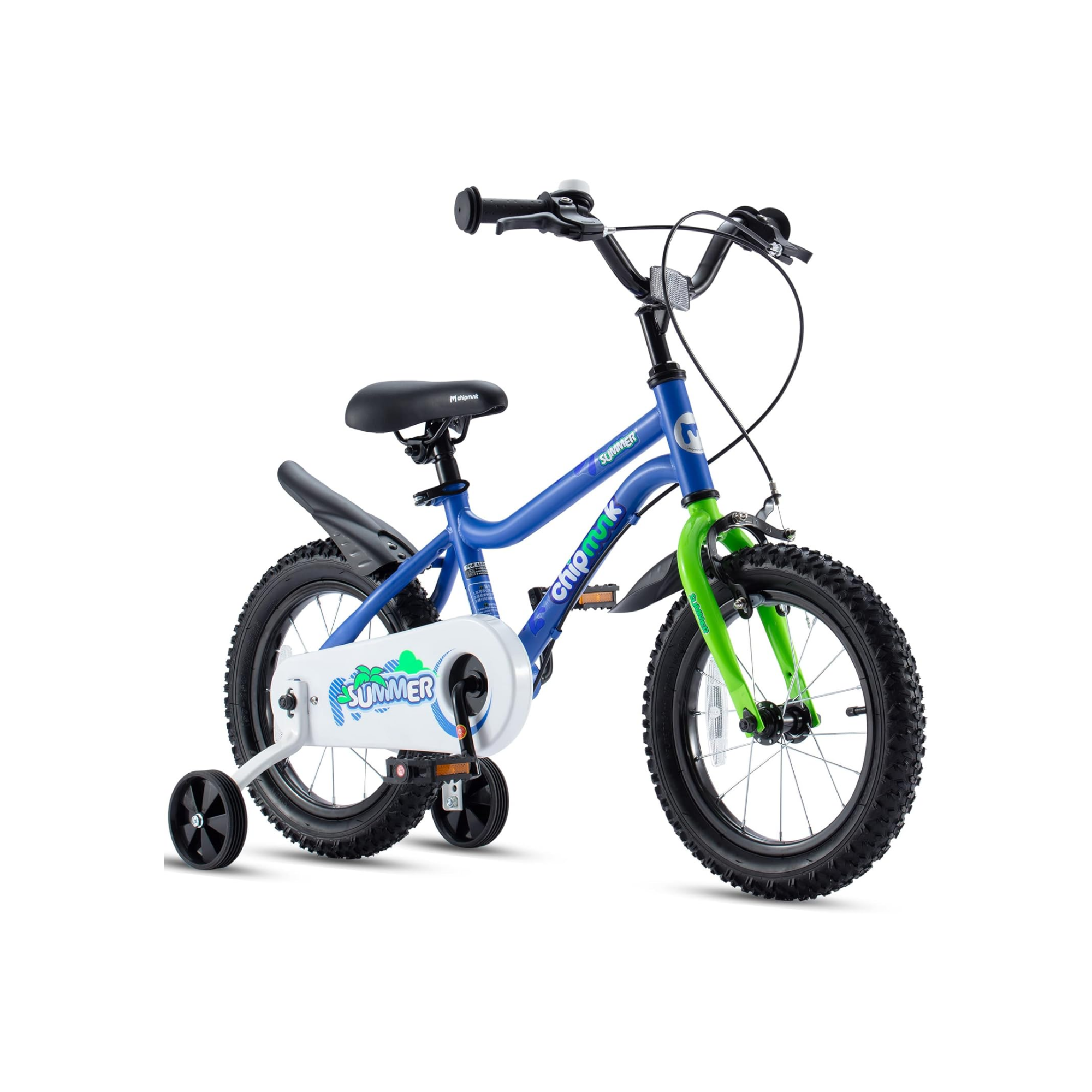 Chipmunk MK 12 Inch Bicycle with Lightweight Steel Frame, Adjustable Seat and Handle, Front + Rear Brakes, 95% Pre-Assembled Kid's Bikes with Training Wheels for Children 2-5 Years Old, Blue