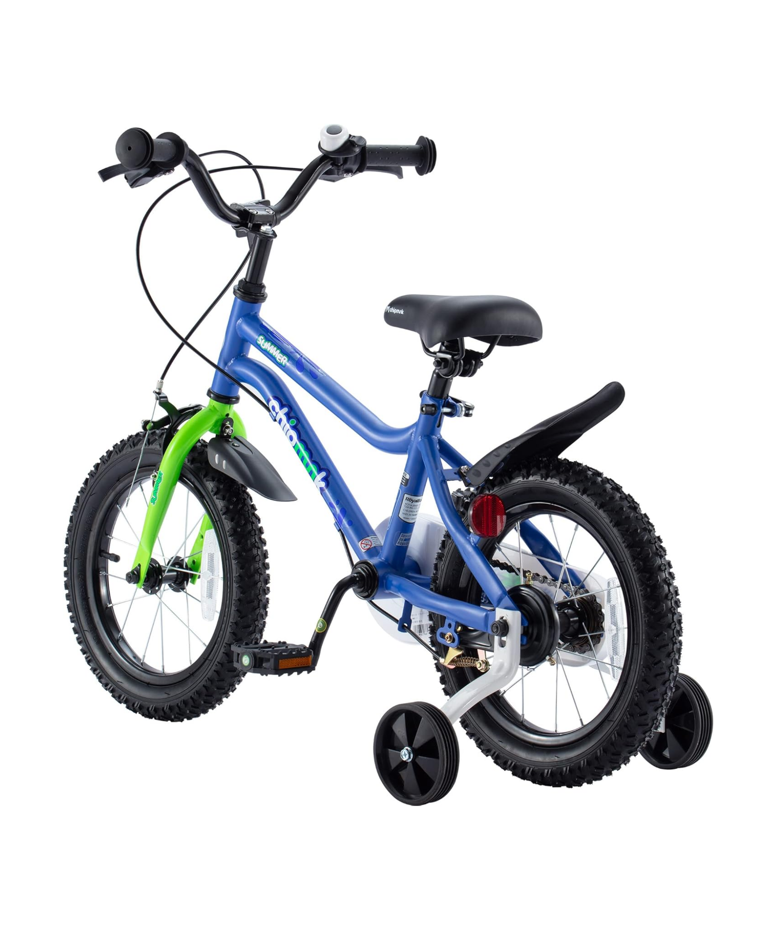 Chipmunk MK 12 Inch Bicycle with Lightweight Steel Frame, Adjustable Seat and Handle, Front + Rear Brakes, 95% Pre-Assembled Kid's Bikes with Training Wheels for Children 2-5 Years Old, Blue