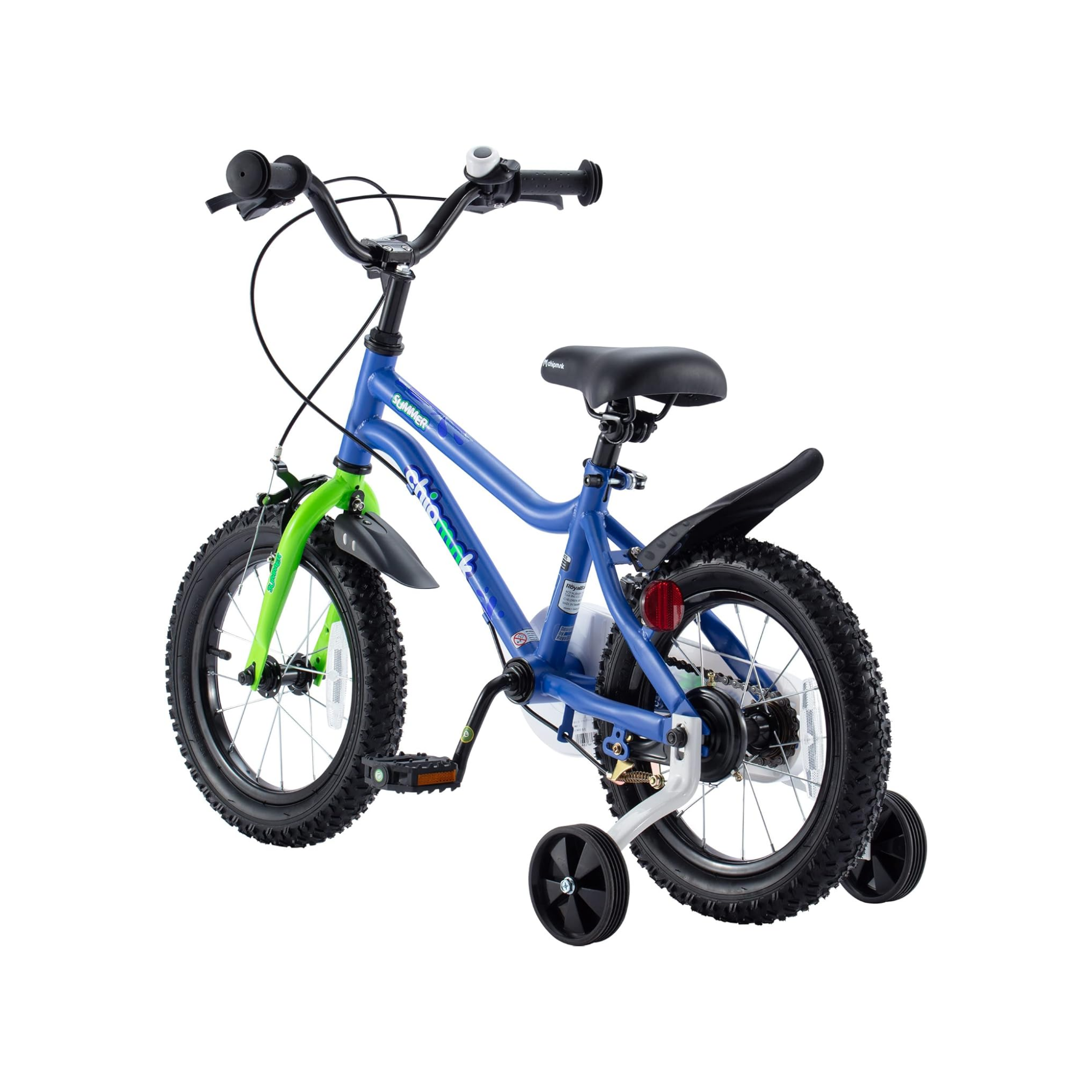 Chipmunk MK 12 Inch Bicycle with Lightweight Steel Frame, Adjustable Seat and Handle, Front + Rear Brakes, 95% Pre-Assembled Kid's Bikes with Training Wheels for Children 2-5 Years Old, Blue