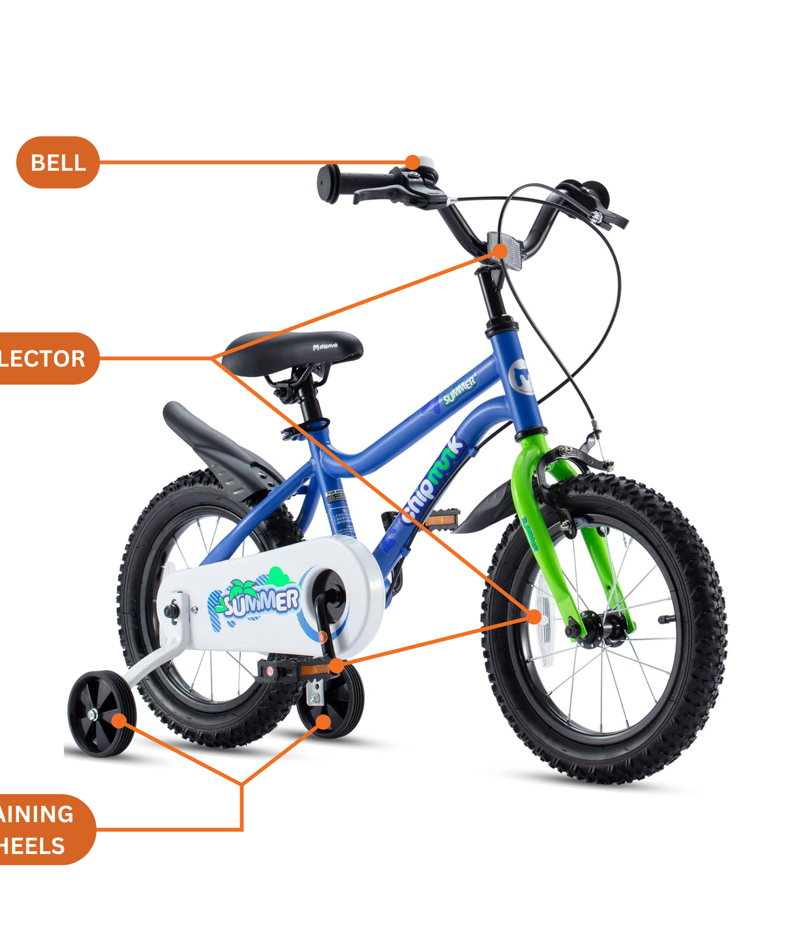 Chipmunk MK 16 Inch Bicycle with Lightweight Steel Frame, Adjustable Seat and Handle, Front + Rear Brakes, 95% Pre-Assembled Kid's Bikes with Training Wheels for Children 4-7 Years Old, Blue