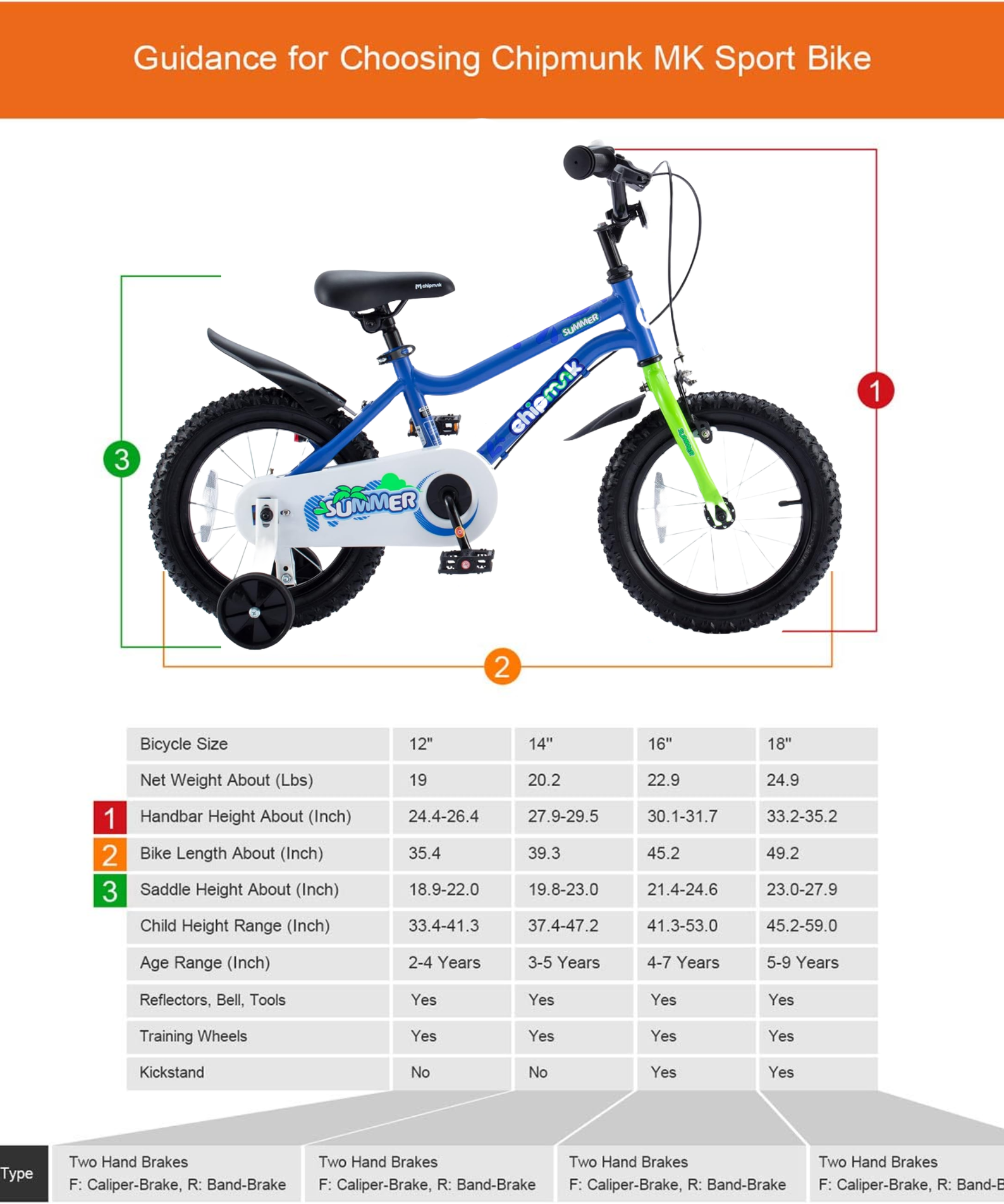Chipmunk MK 18 Inch Bicycle with Lightweight Steel Frame, Adjustable Seat and Handle, Front + Rear Brakes, 95% Pre-Assembled Kid's Bikes with Training Wheels for Children 6-9 Years Old, Blue