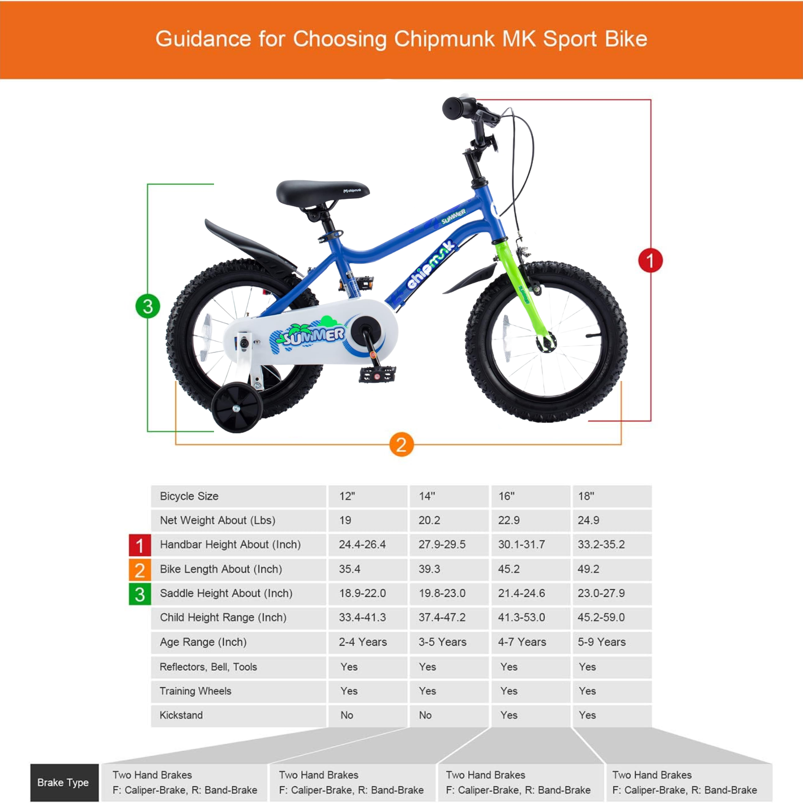 Chipmunk MK 16 Inch Bicycle with Lightweight Steel Frame, Adjustable Seat and Handle, Front + Rear Brakes, 95% Pre-Assembled Kid's Bikes with Training Wheels for Children 4-7 Years Old, Blue
