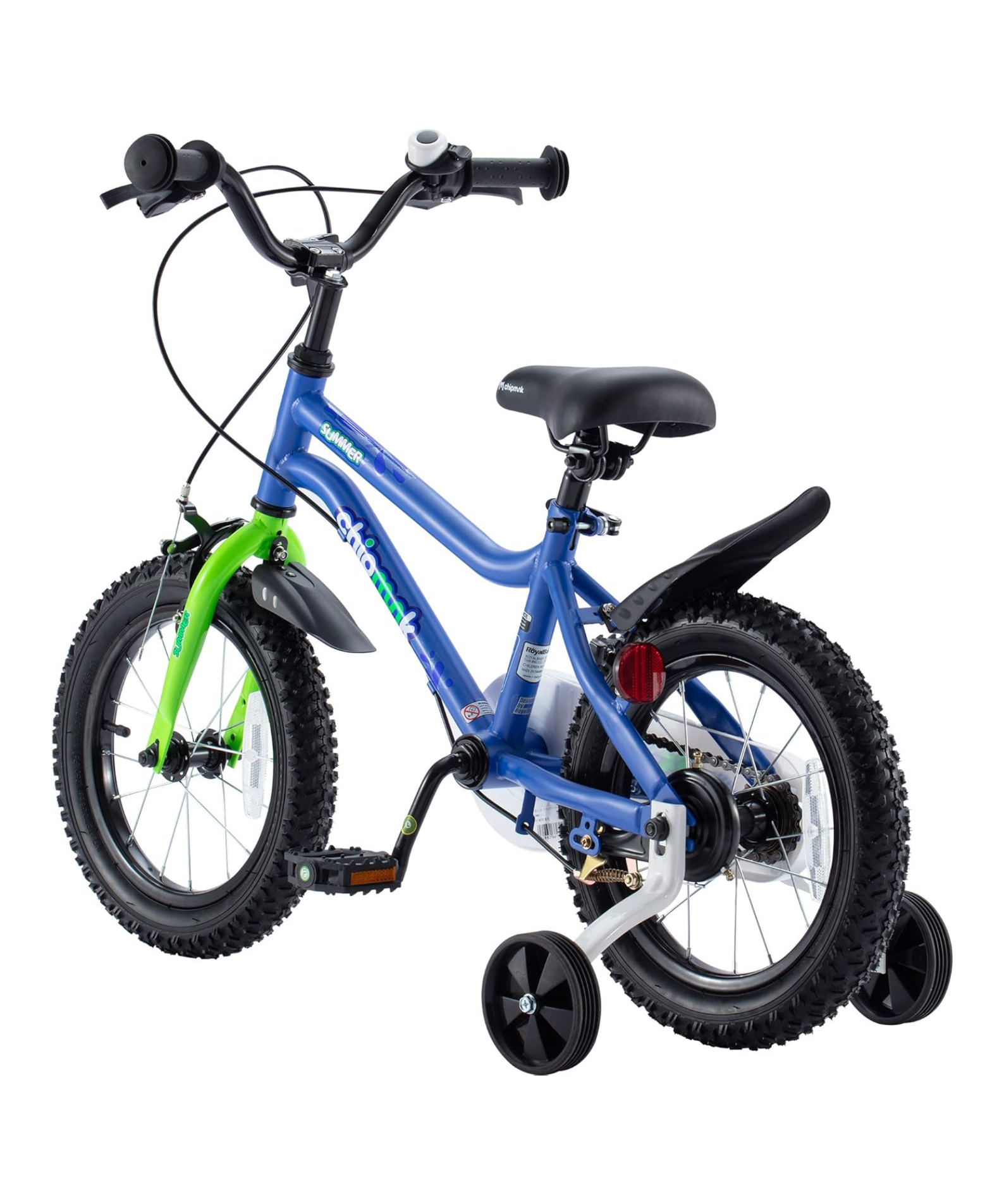 Chipmunk MK 14 Inch Bicycle with Lightweight Steel Frame, Adjustable Seat and Handle, Front + Rear Brakes, 95% Pre-Assembled Kid's Bikes with Training Wheels for Children 3-6 Years Old, Blue