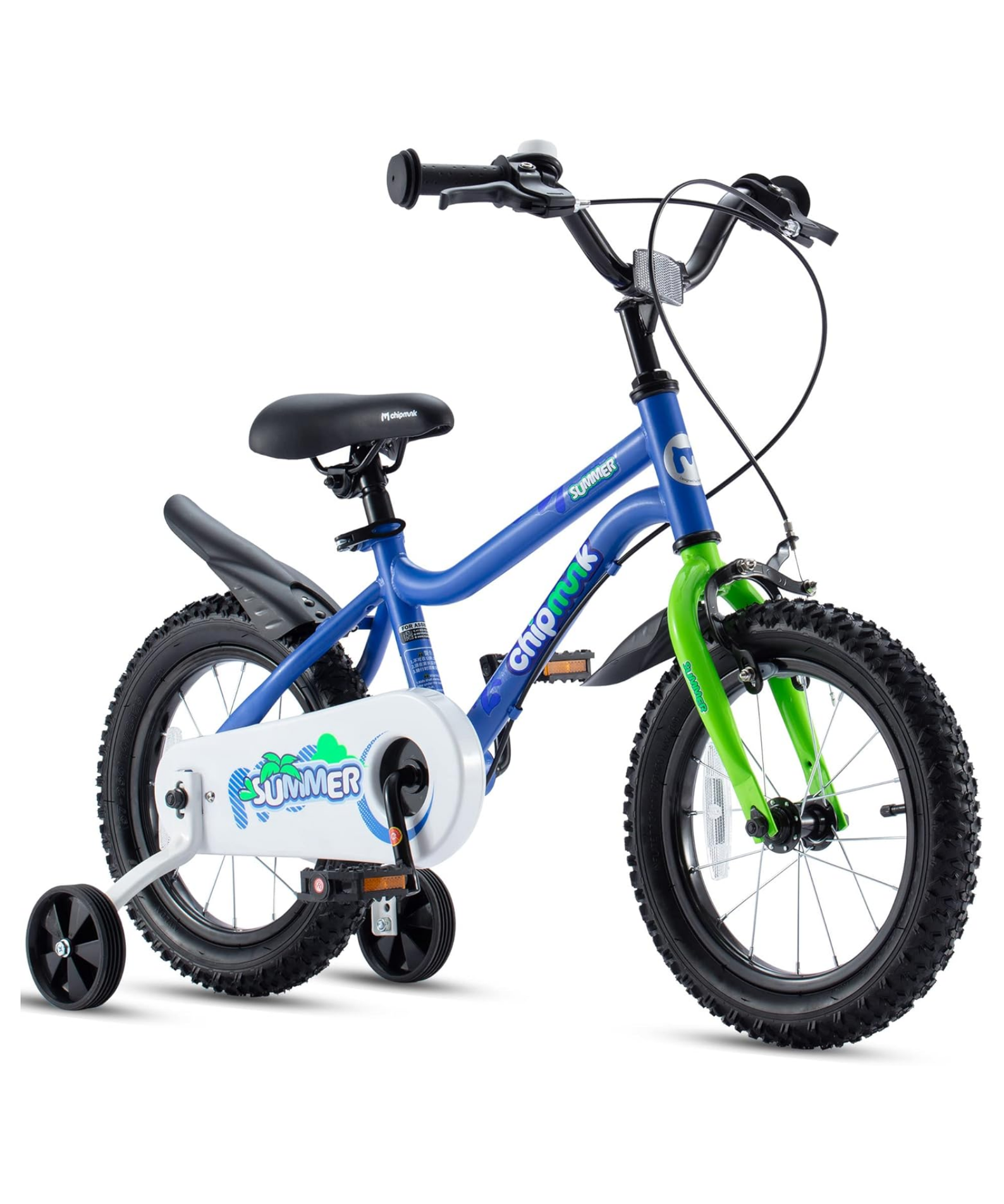 Chipmunk MK 16 Inch Bicycle with Lightweight Steel Frame, Adjustable Seat and Handle, Front + Rear Brakes, 95% Pre-Assembled Kid's Bikes with Training Wheels for Children 4-7 Years Old, Blue