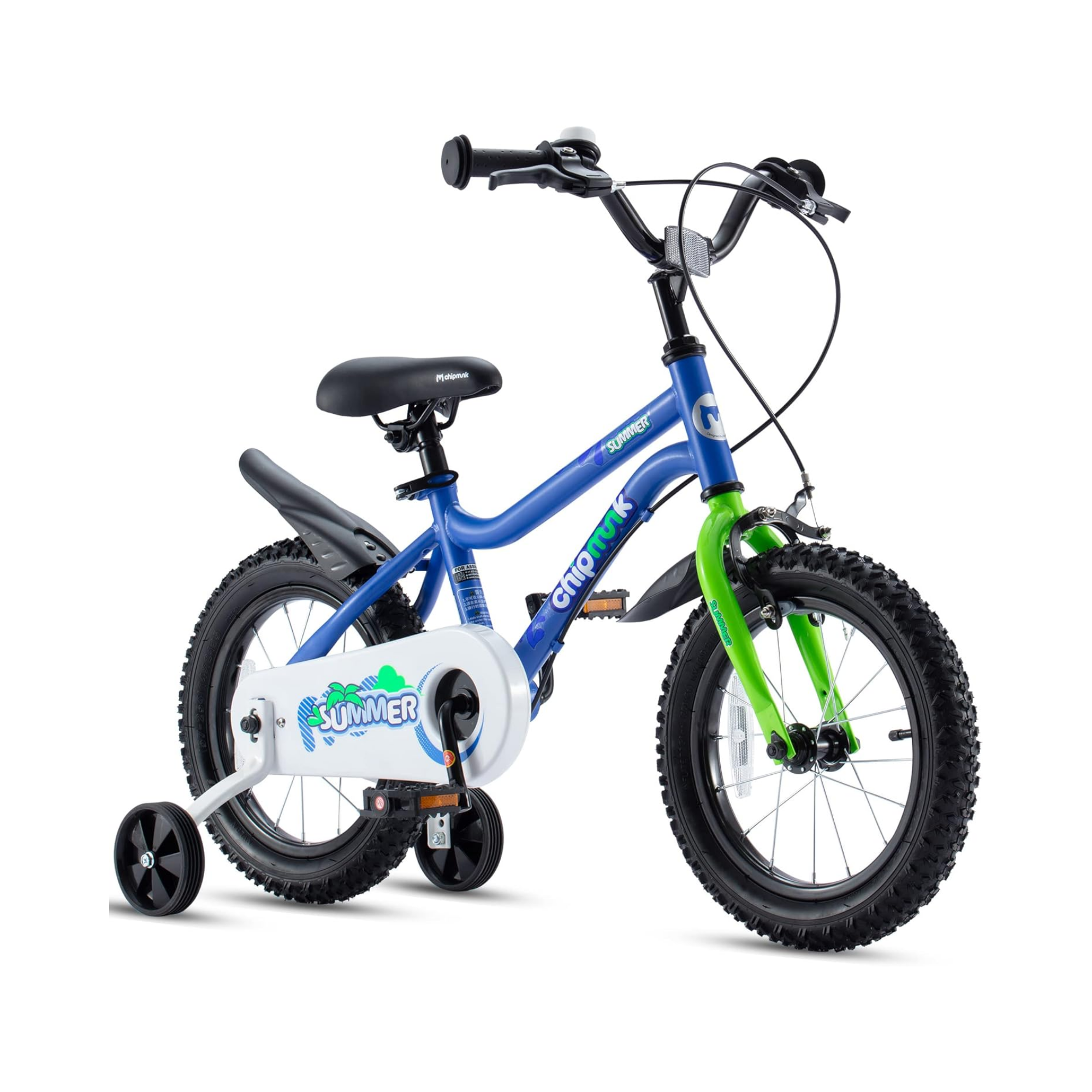 Chipmunk MK 16 Inch Bicycle with Lightweight Steel Frame, Adjustable Seat and Handle, Front + Rear Brakes, 95% Pre-Assembled Kid's Bikes with Training Wheels for Children 4-7 Years Old, Blue