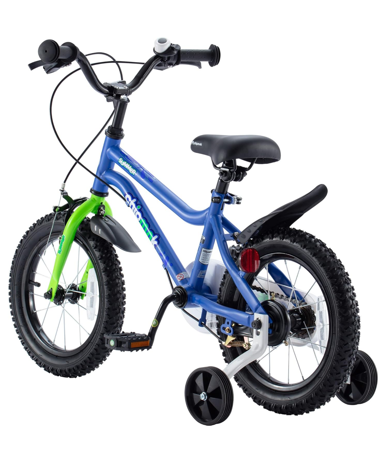 Chipmunk MK 16 Inch Bicycle with Lightweight Steel Frame, Adjustable Seat and Handle, Front + Rear Brakes, 95% Pre-Assembled Kid's Bikes with Training Wheels for Children 4-7 Years Old, Blue
