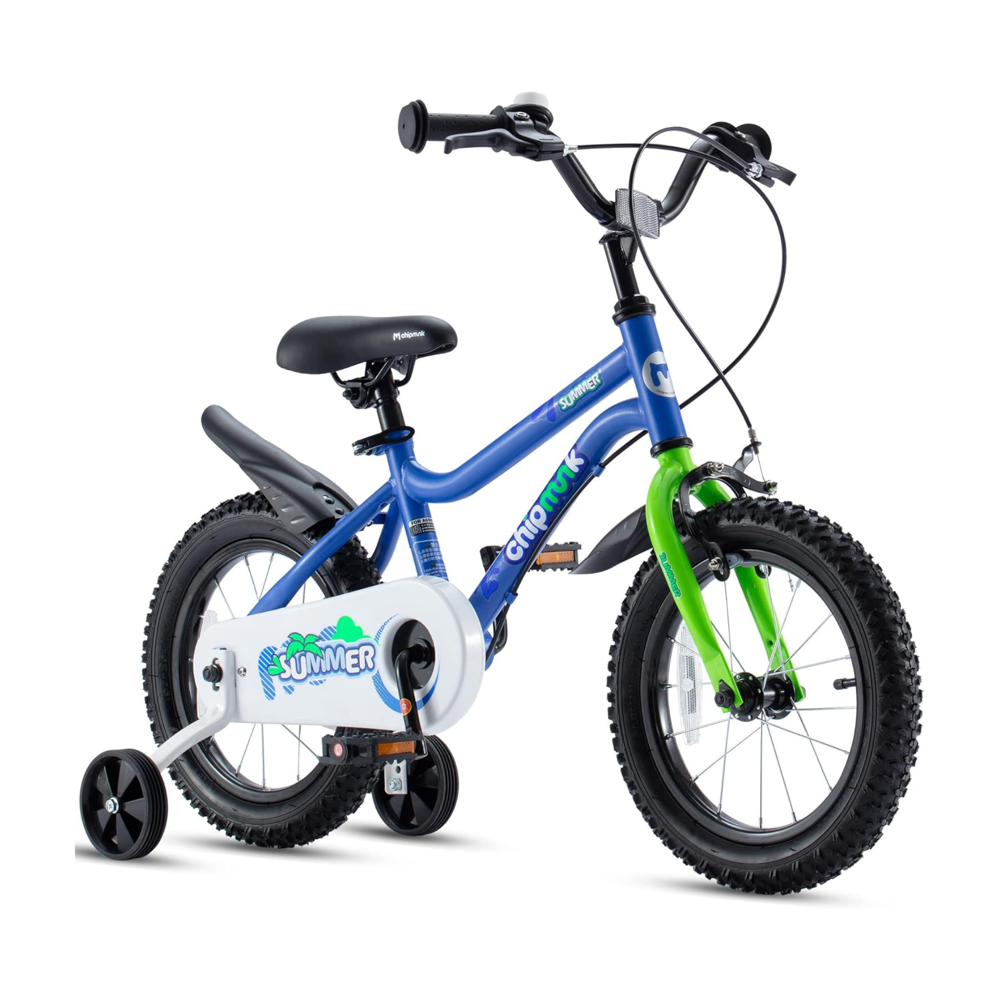 Chipmunk MK 18 Inch Bicycle with Lightweight Steel Frame, Adjustable Seat and Handle, Front + Rear Brakes, 95% Pre-Assembled Kid's Bikes with Training Wheels for Children 6-9 Years Old, Blue