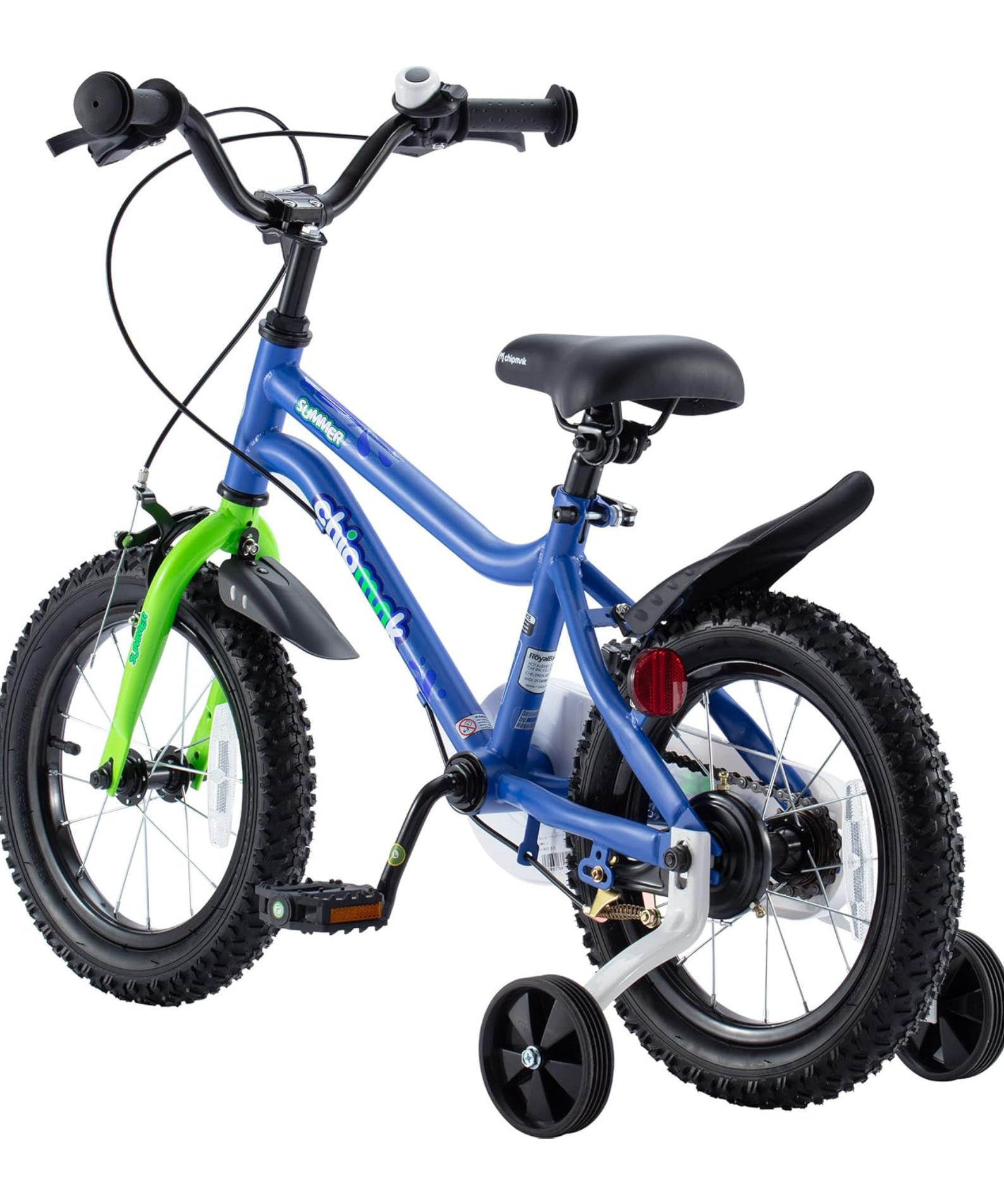 Chipmunk MK 18 Inch Bicycle with Lightweight Steel Frame, Adjustable Seat and Handle, Front + Rear Brakes, 95% Pre-Assembled Kid's Bikes with Training Wheels for Children 6-9 Years Old, Blue