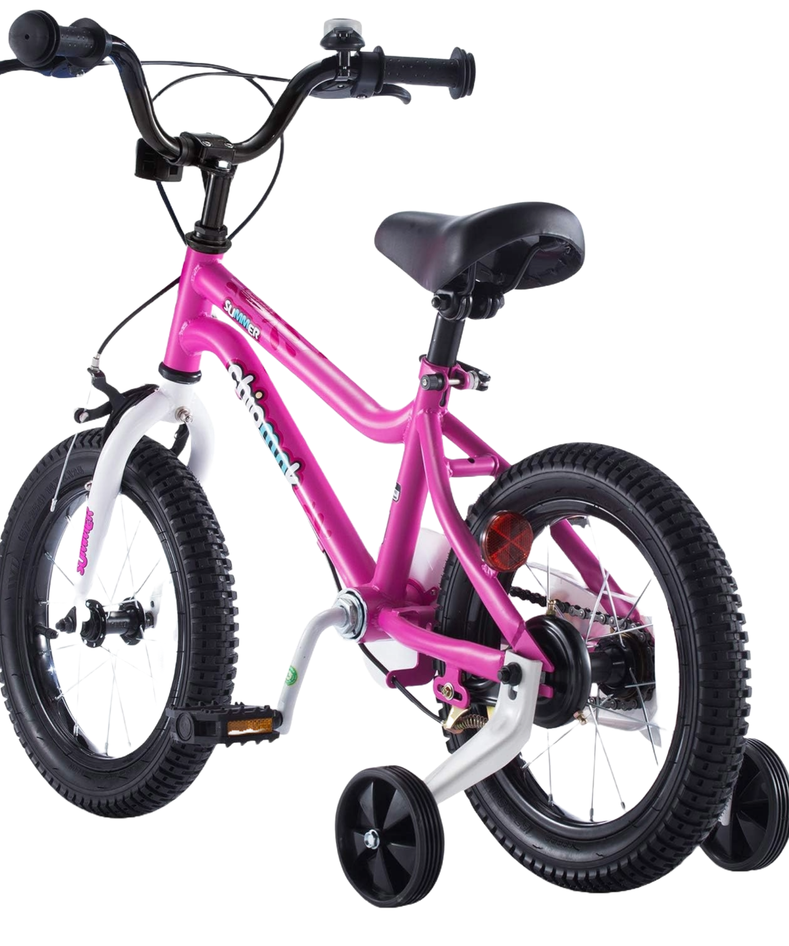 Chipmunk MK 18 Inch Bicycle with Lightweight Steel Frame, Adjustable Seat and Handle, Front + Rear Brakes, 95% Pre-Assembled Kid's Bikes with Training Wheels for Children 6-9 Years Old, Pink