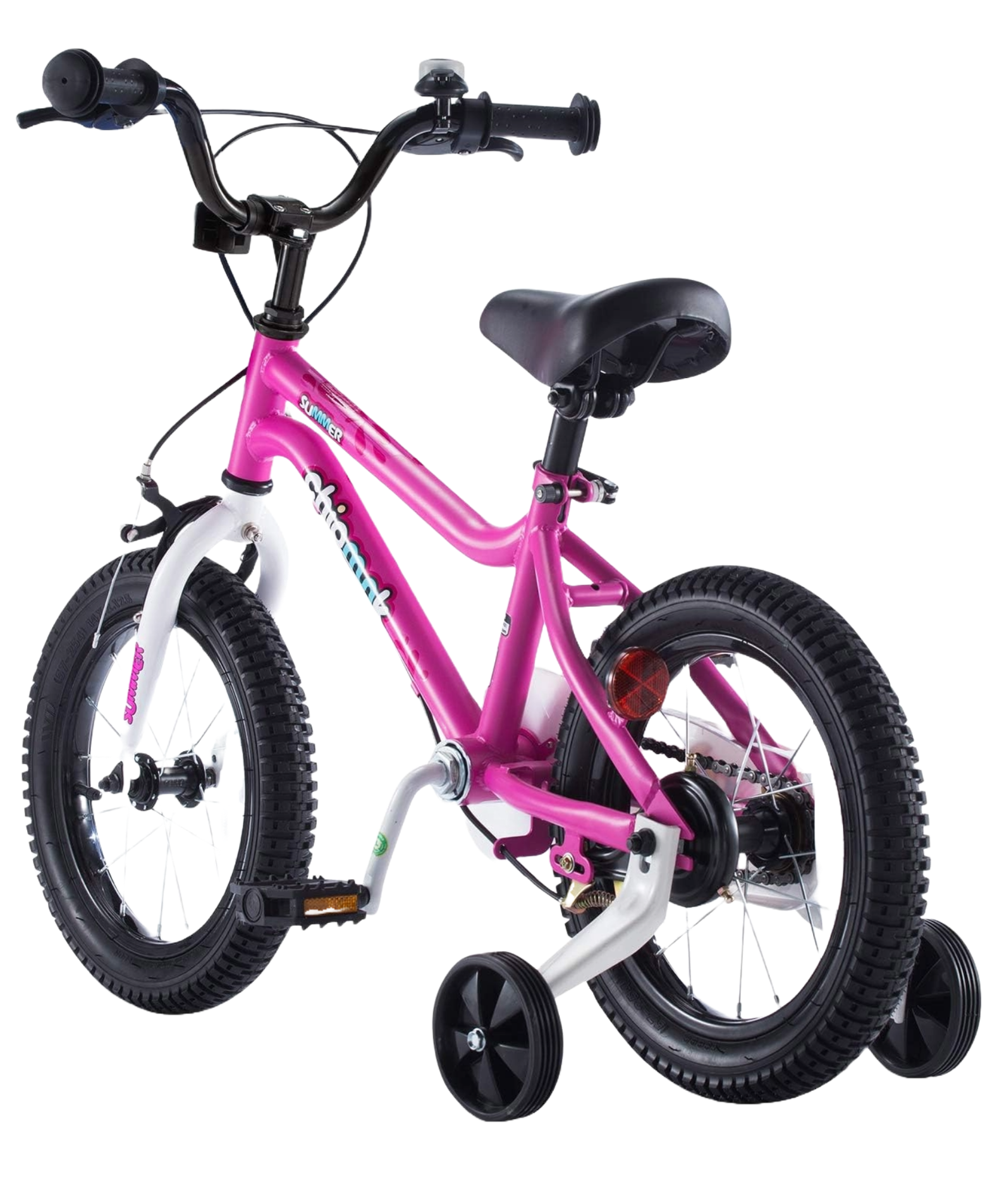 Chipmunk MK 16 Inch Bicycle with Lightweight Steel Frame, Adjustable Seat and Handle, Front + Rear Brakes, 95% Pre-Assembled Kid's Bikes with Training Wheels for Children 4-7 Years Old, Pink