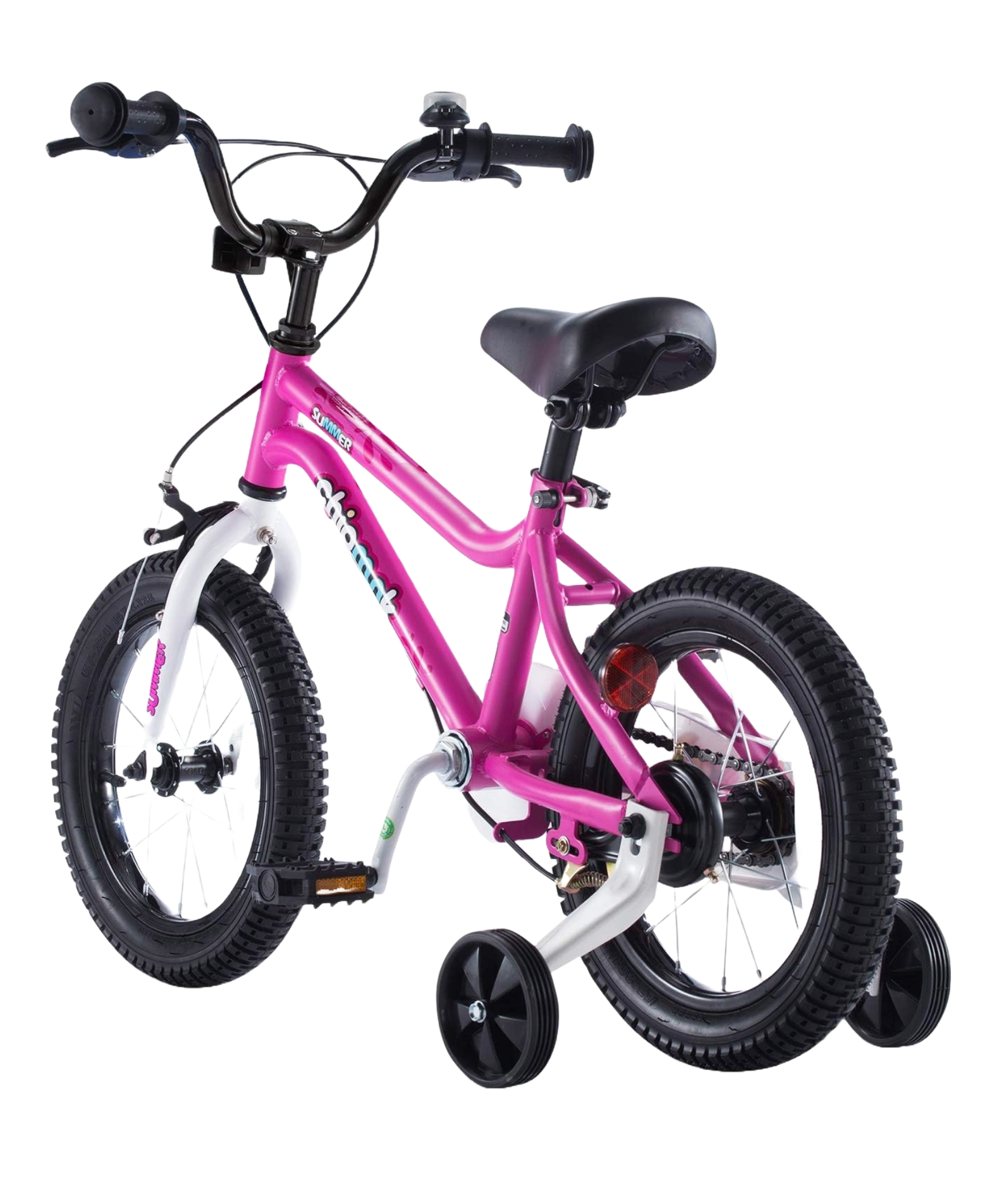 Chipmunk MK 14 Inch Bicycle with Lightweight Steel Frame, Adjustable Seat and Handle, Front + Rear Brakes, 95% Pre-Assembled Kid's Bikes with Training Wheels for Children 3-6 Years Old, Pink