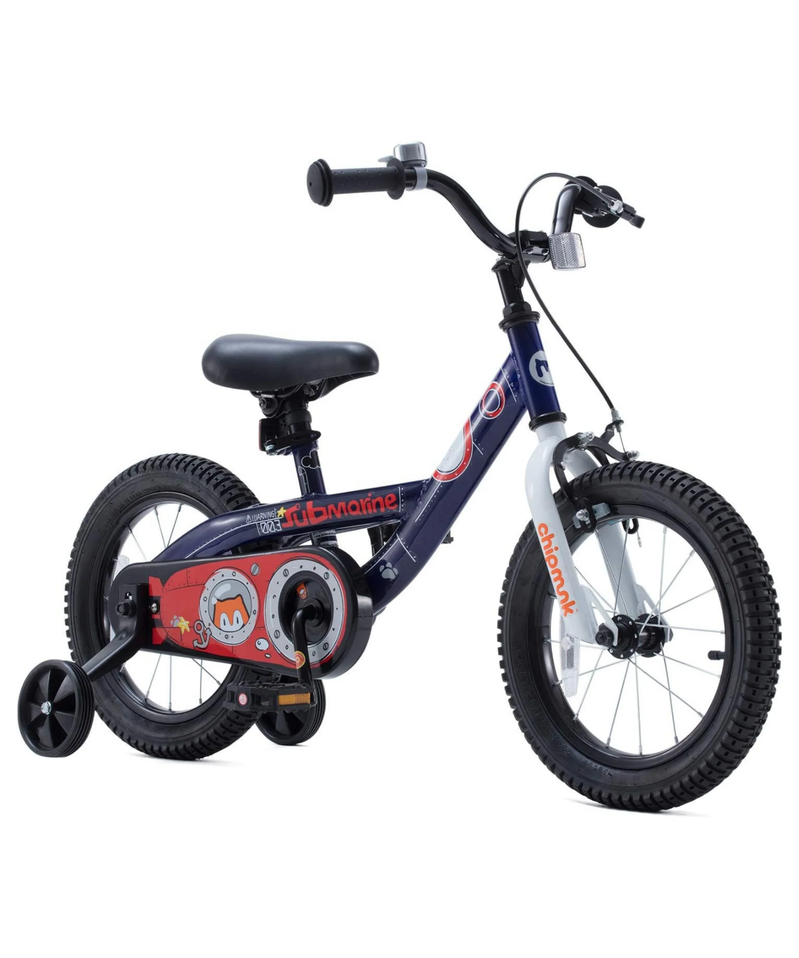 Chipmunk Submarine 16 Inch Bicycle with Lightweight Steel Frame, Adjustable Seat and Handle, Front + Rear Brakes, 95% Pre-Assembled Kid's Bikes with Training Wheels for Children 4-7 Years Old, Navy