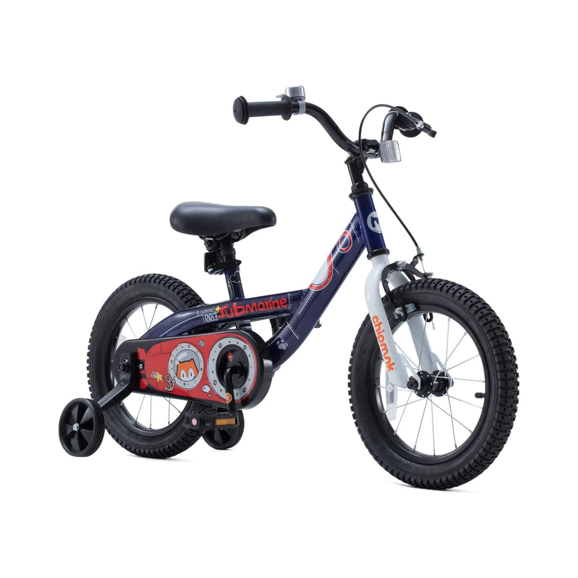 Chipmunk Submarine 16 Inch Bicycle with Lightweight Steel Frame, Adjustable Seat and Handle, Front + Rear Brakes, 95% Pre-Assembled Kid's Bikes with Training Wheels for Children 4-7 Years Old, Navy