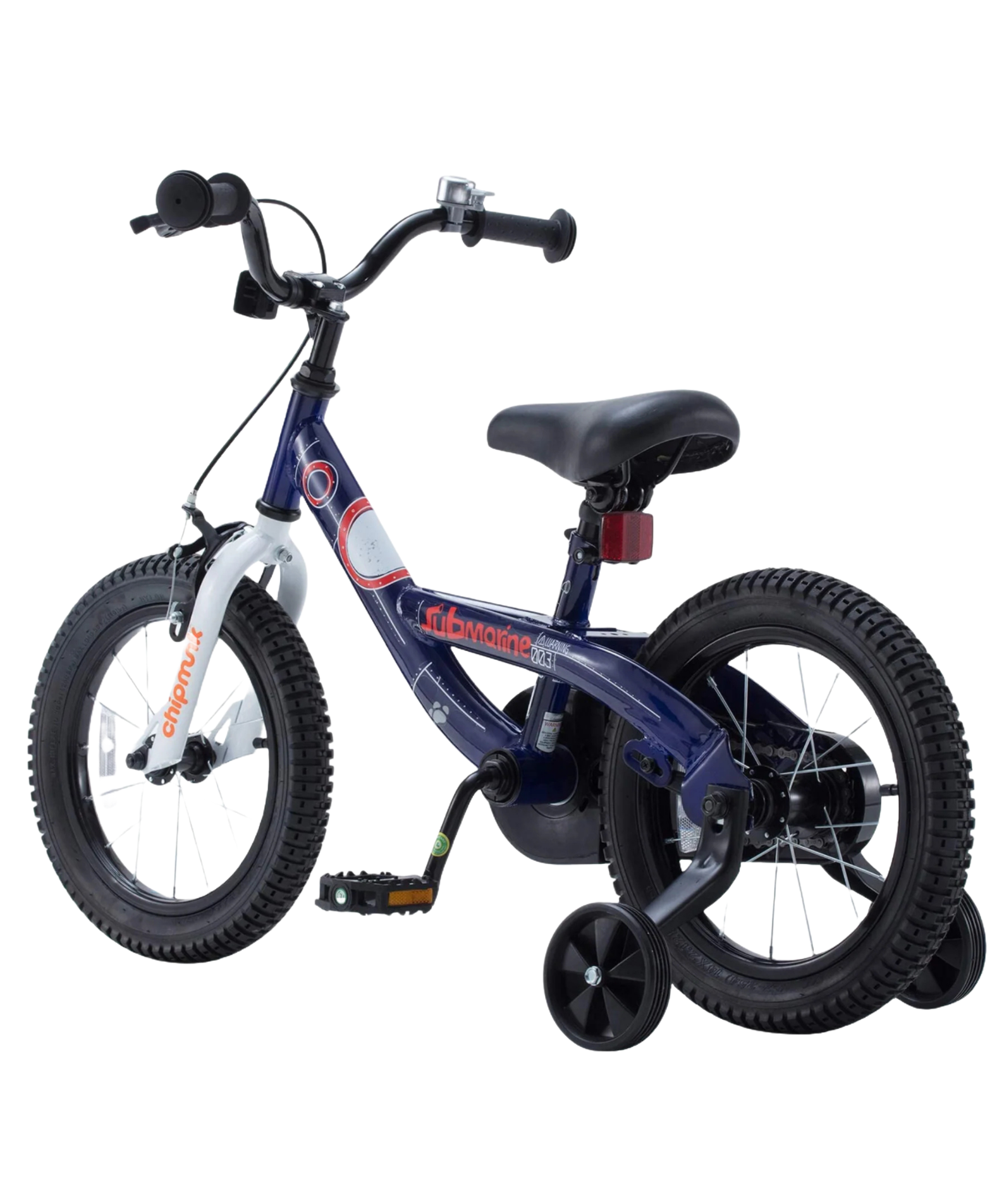 Chipmunk Submarine 16 Inch Bicycle with Lightweight Steel Frame, Adjustable Seat and Handle, Front + Rear Brakes, 95% Pre-Assembled Kid's Bikes with Training Wheels for Children 4-7 Years Old, Navy