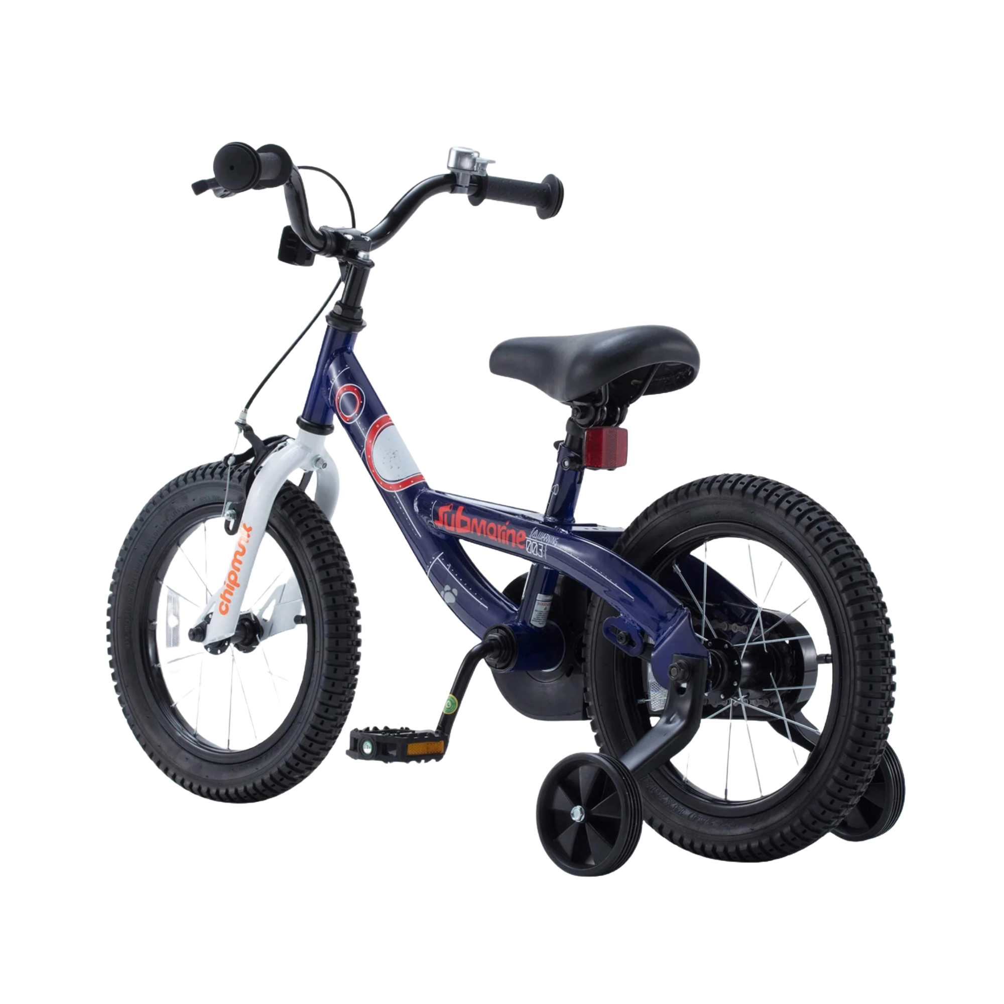 Chipmunk Submarine 16 Inch Bicycle with Lightweight Steel Frame, Adjustable Seat and Handle, Front + Rear Brakes, 95% Pre-Assembled Kid's Bikes with Training Wheels for Children 4-7 Years Old, Navy