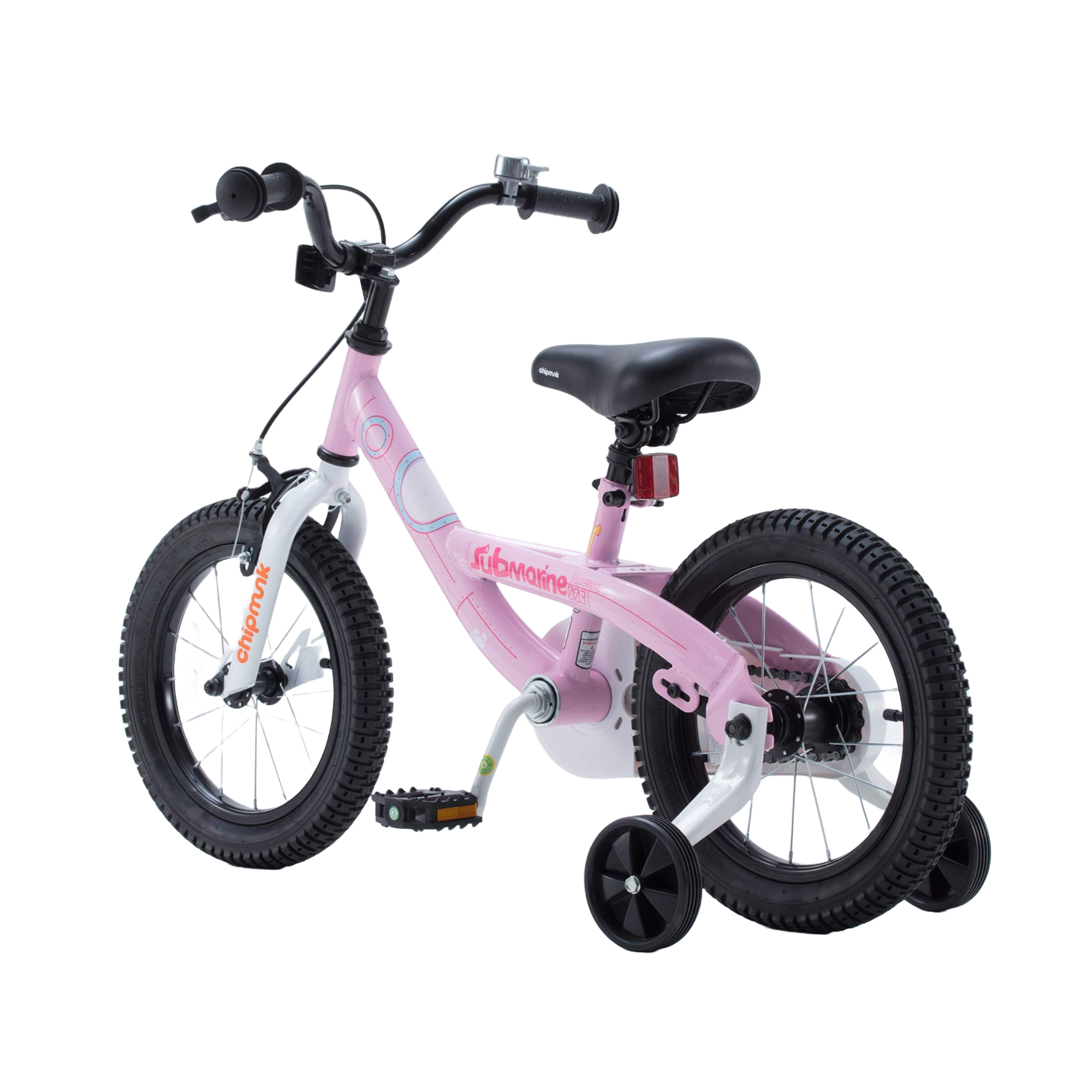 Chipmunk Submarine 16 Inch Bicycle with Lightweight Steel Frame, Adjustable Seat and Handle, Front + Rear Brakes, 95% Pre-Assembled Kid's Bikes with Training Wheels for Children 4-7 Years Old, Pink