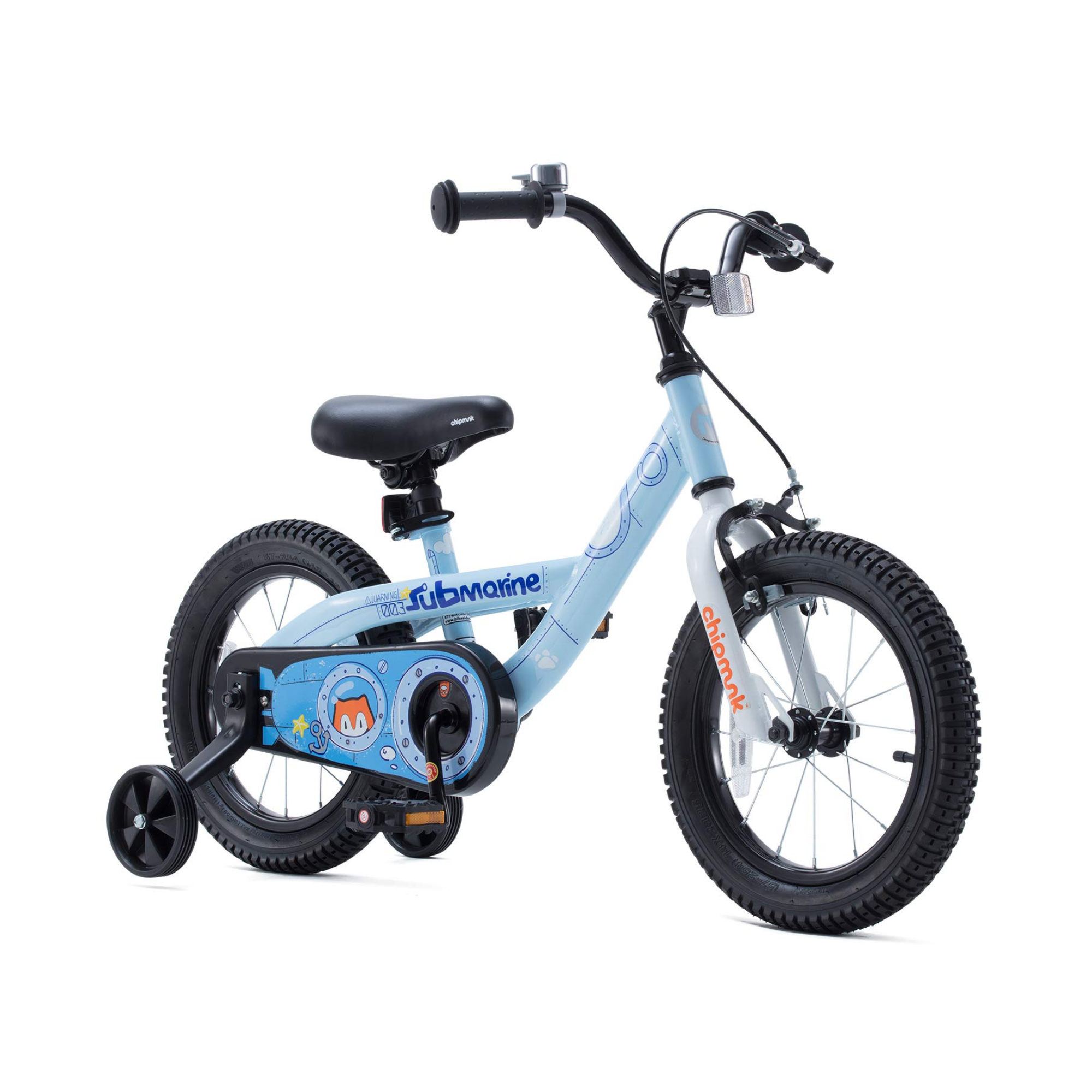 Chipmunk Submarine 16 Inch Bicycle with Lightweight Steel Frame, Adjustable Seat and Handle, Front + Rear Brakes, 95% Pre-Assembled Kid's Bikes with Training Wheels for Children 4-7 Years Old, Blue