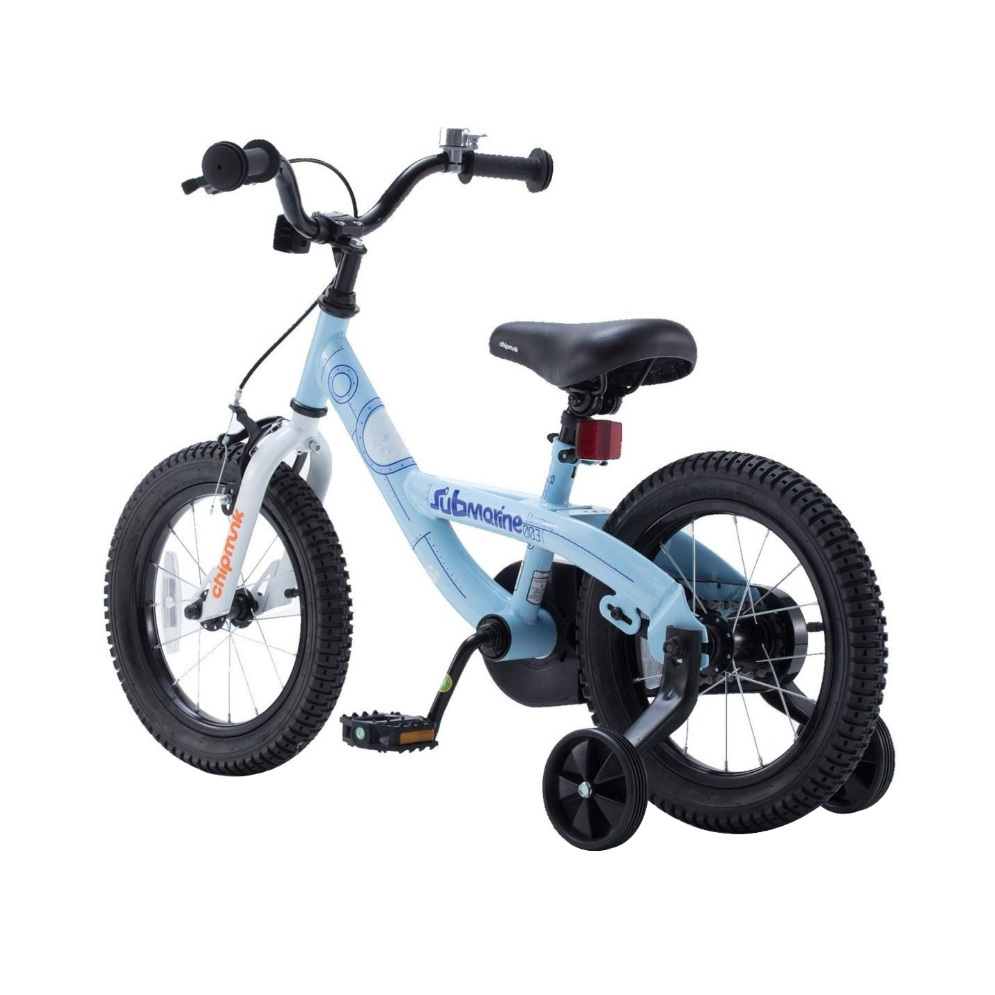 Chipmunk Submarine 16 Inch Bicycle with Lightweight Steel Frame, Adjustable Seat and Handle, Front + Rear Brakes, 95% Pre-Assembled Kid's Bikes with Training Wheels for Children 4-7 Years Old, Blue