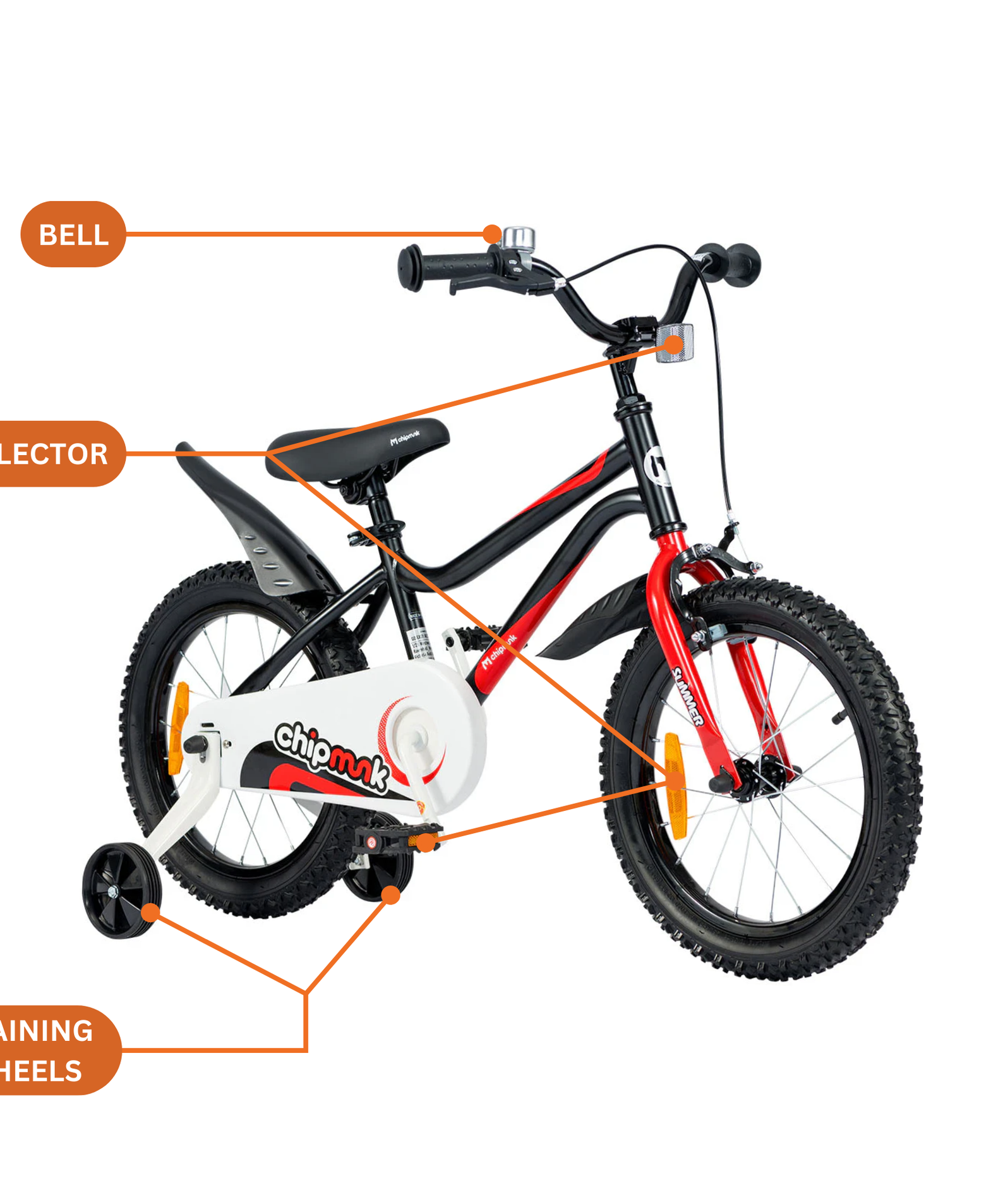 Chipmunk MK 18 Inch Bicycle with Lightweight Steel Frame, Adjustable Seat and Handle, Front + Rear Brakes, 95% Pre-Assembled Kid's Bikes with Training Wheels for Children 6-9 Years Old, Black